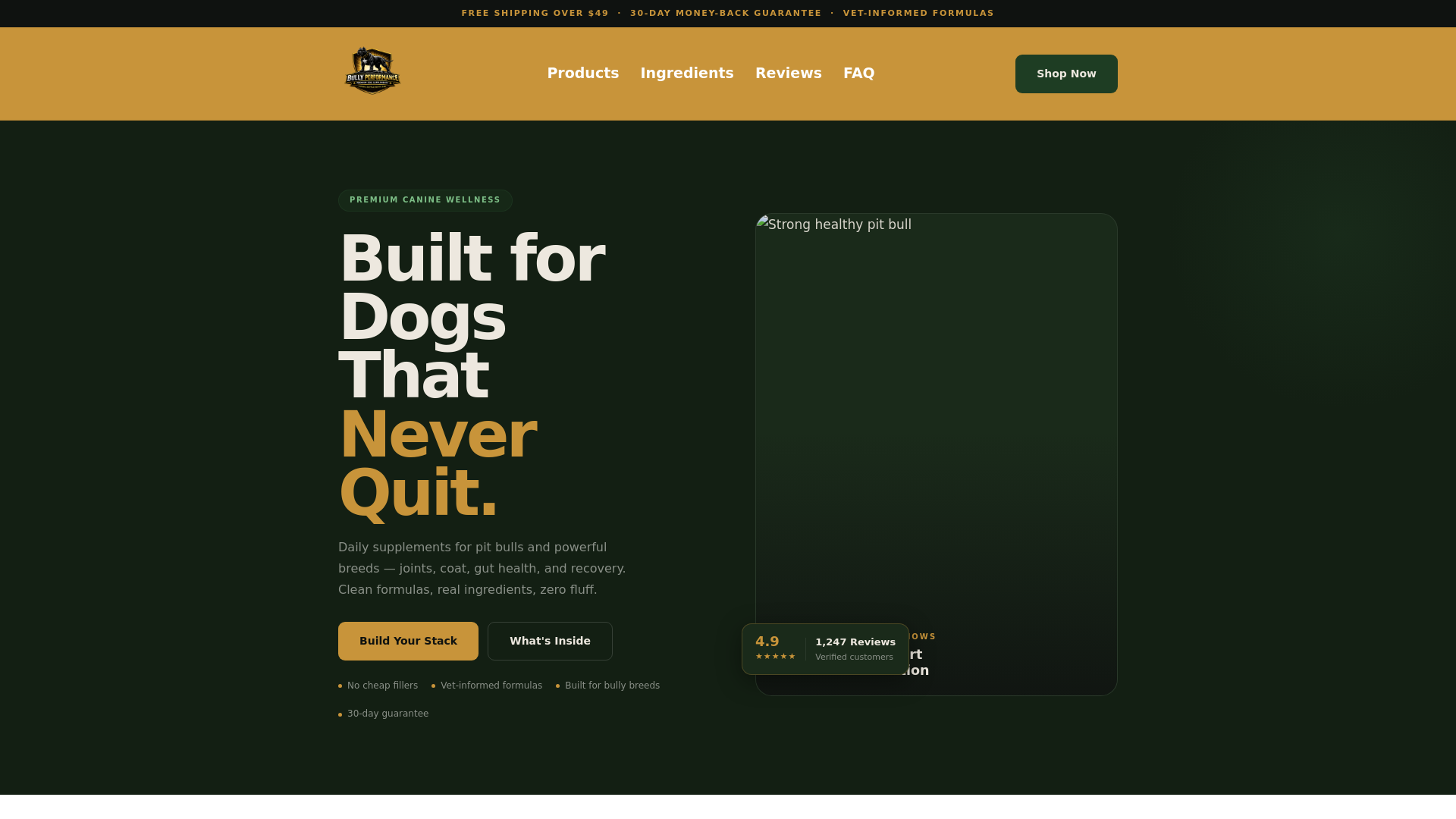 website screenshot of https://pitbullsupplements.pages.dev/