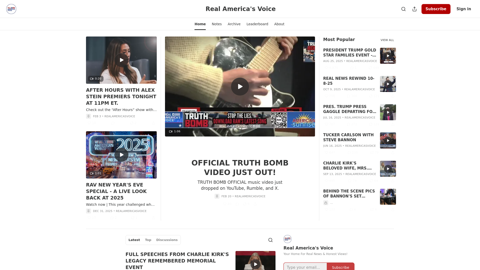 website screenshot of https://realamericasvoice.substack.com/