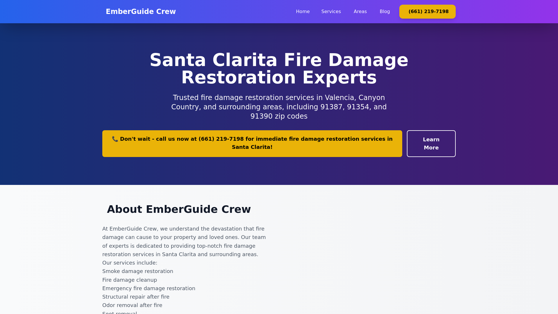 website screenshot of https://firedamagerestorationsantaclaritasite.pages.dev/