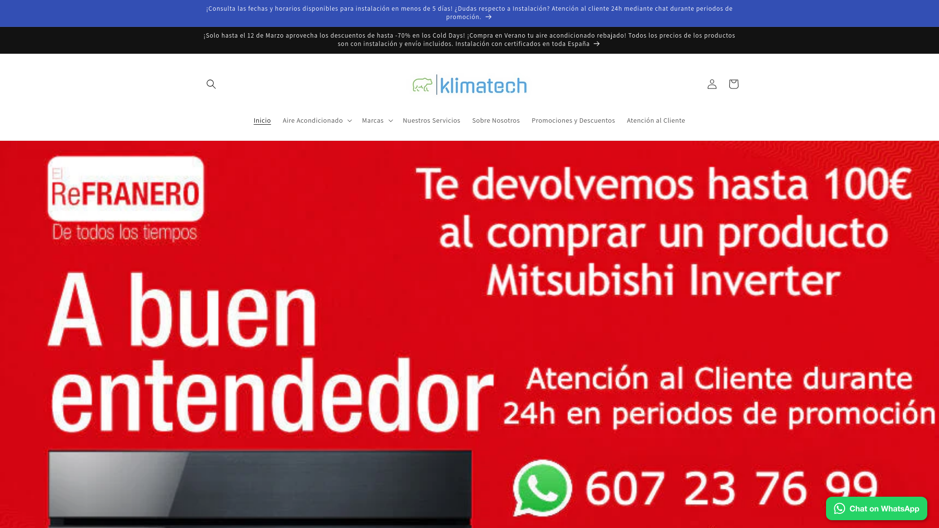 website screenshot of https://hogarklimatech.com/