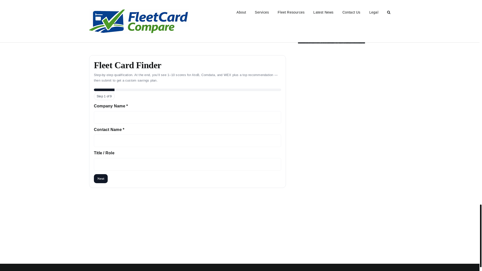 website screenshot of https://fleetcardcompare.com/