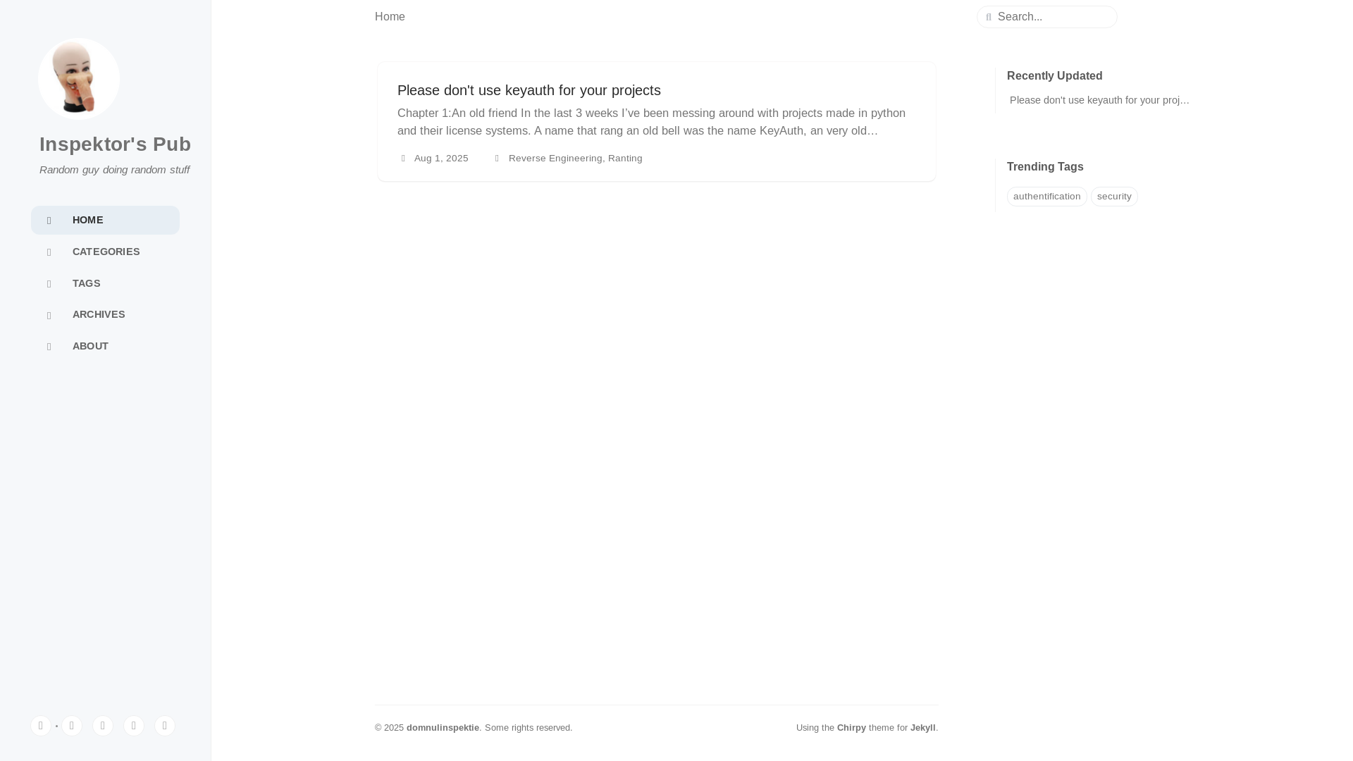 website screenshot of https://inspektor.cc/
