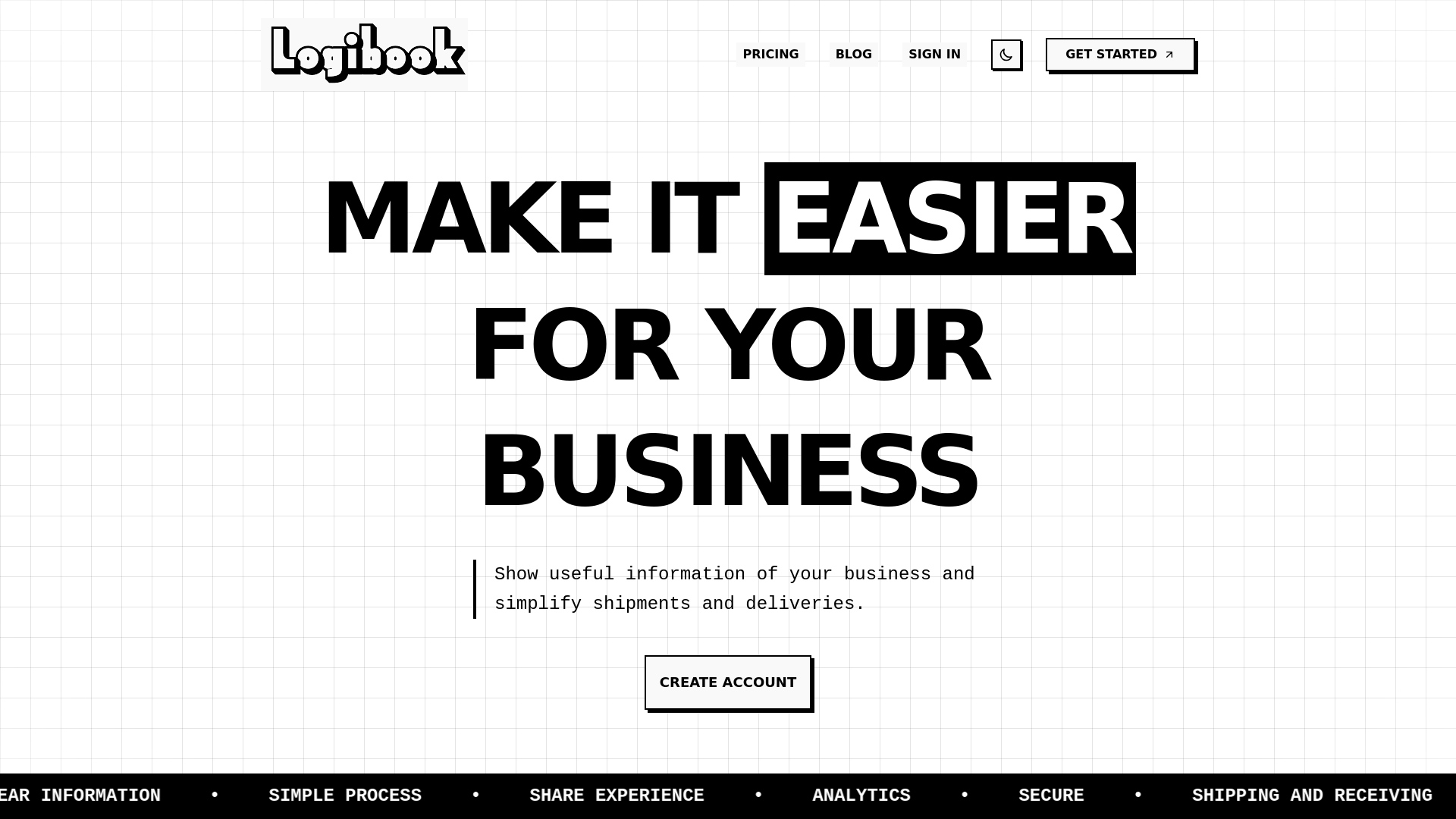 website screenshot of https://logibook.co/