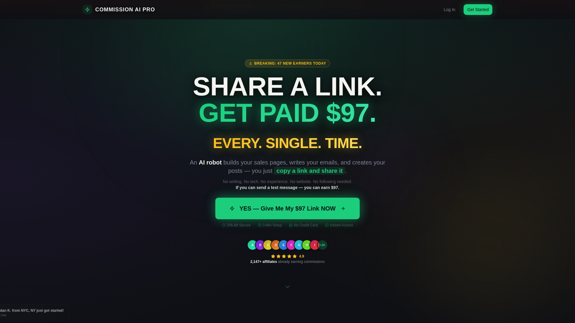 website screenshot of https://commissionaipro.com/