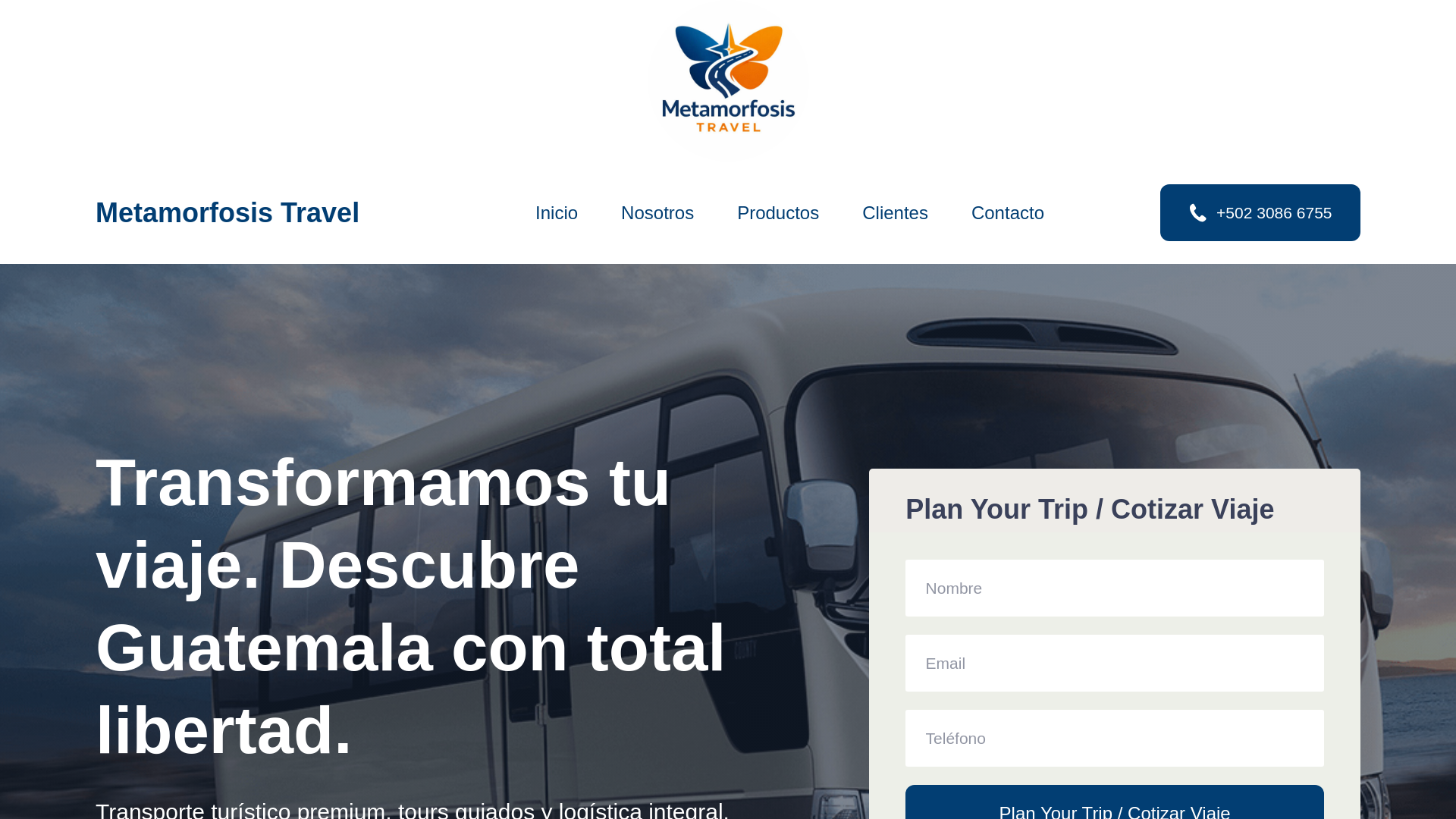 website screenshot of https://metamorfosistravel.com