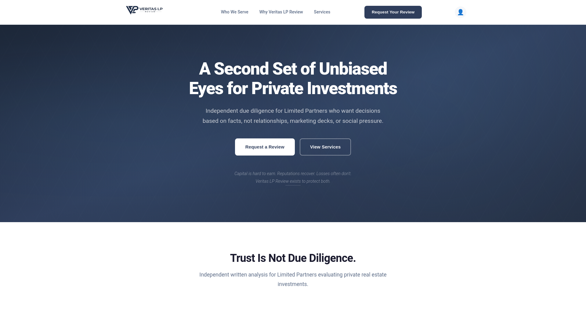 website screenshot of https://veritaslpreview.com/
