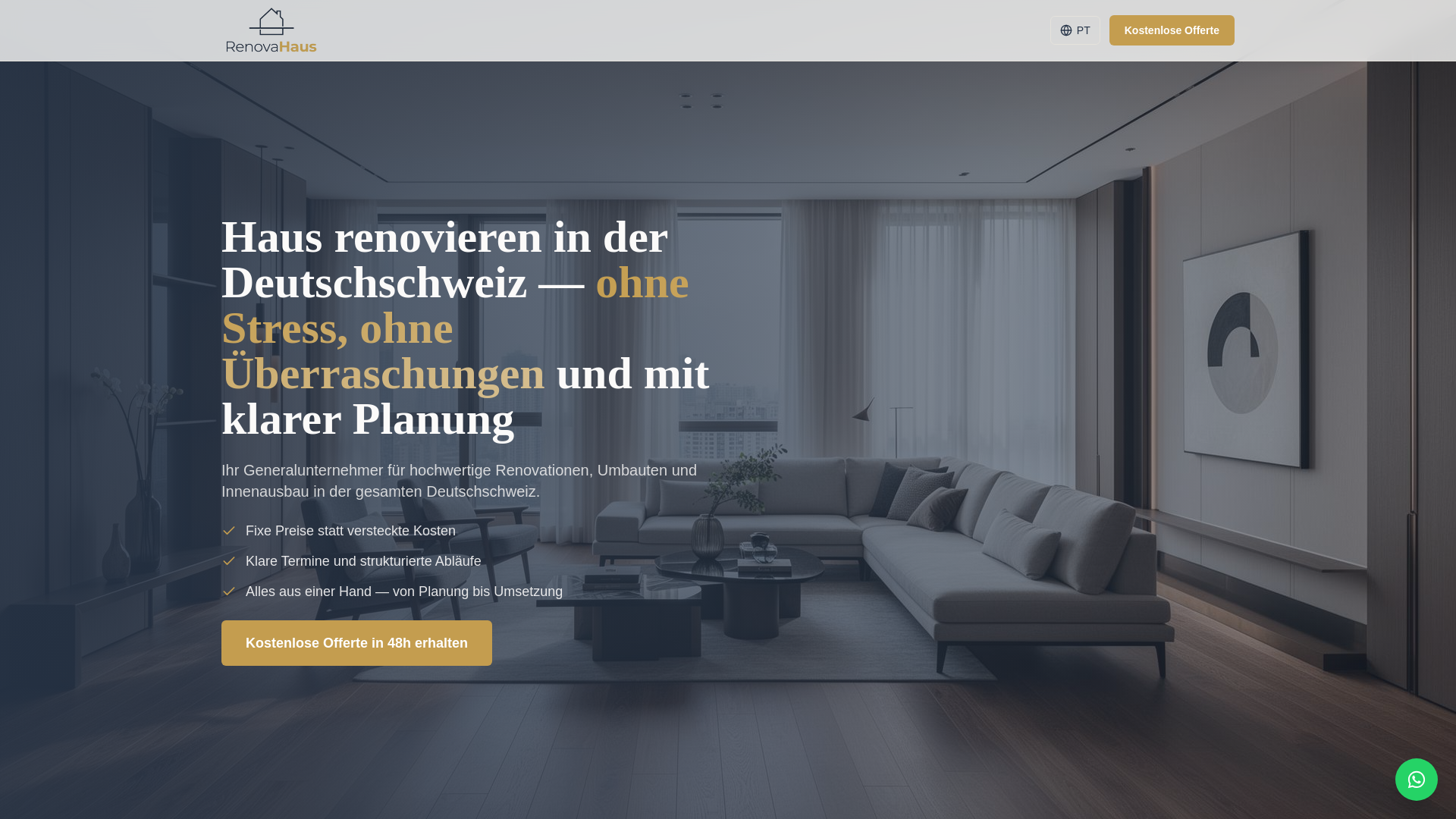 website screenshot of https://renovahaus.ch/