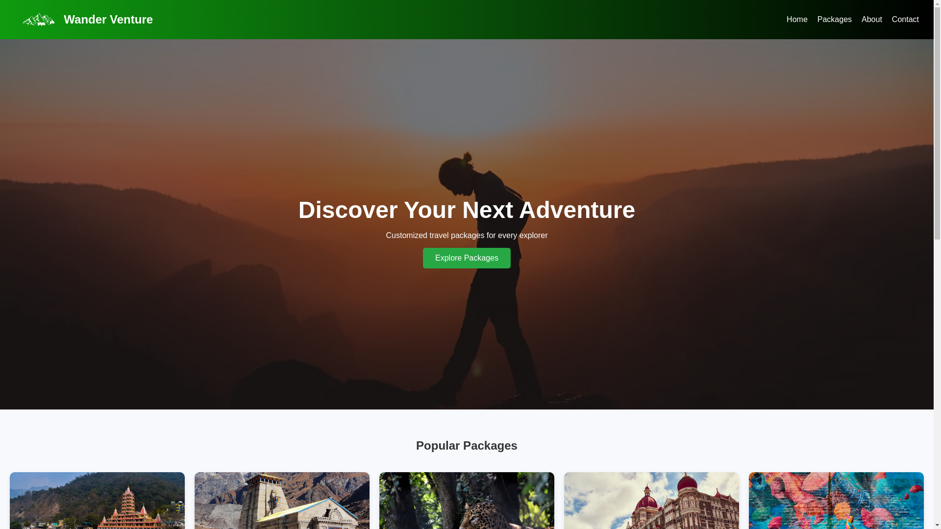 website screenshot of https://wanderventure.online/