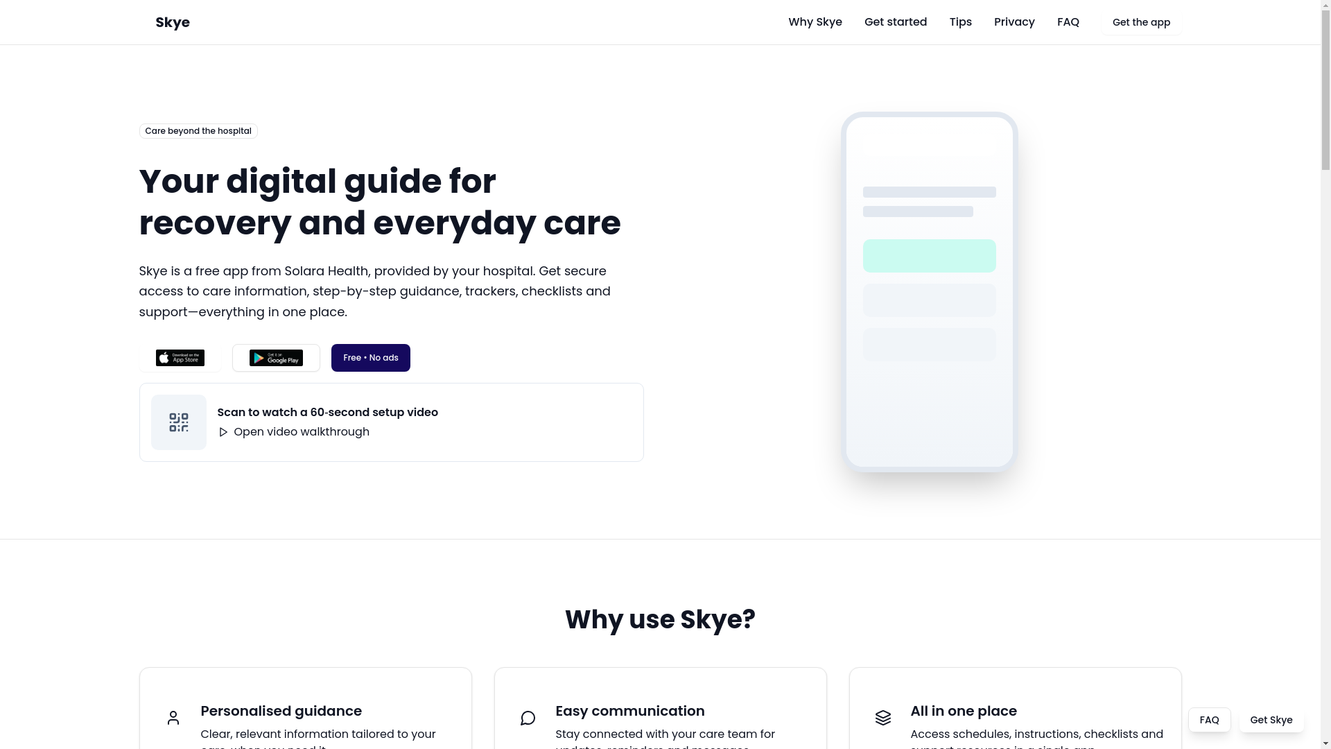 website screenshot of https://getskyeapp.pages.dev/