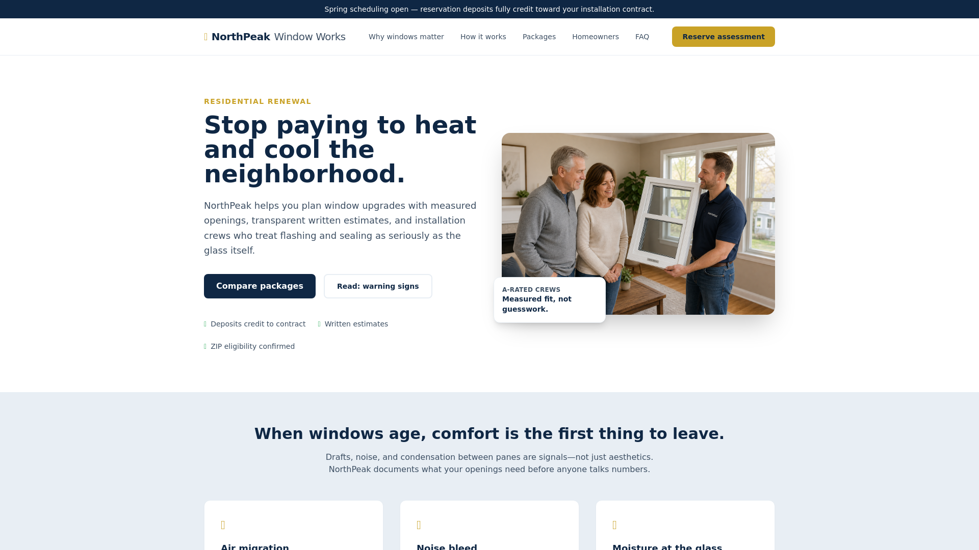 website screenshot of https://northpeakwindowworks.online/