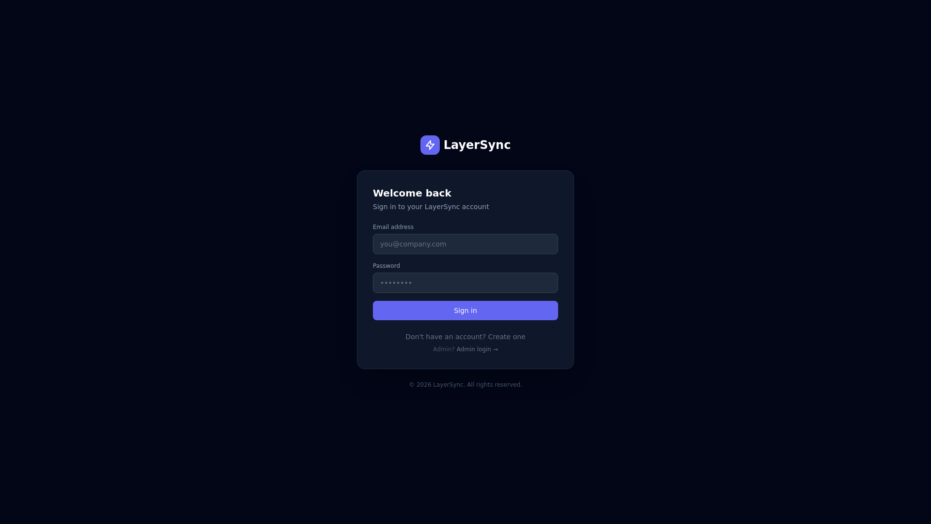 website screenshot of https://layersynchub.com/