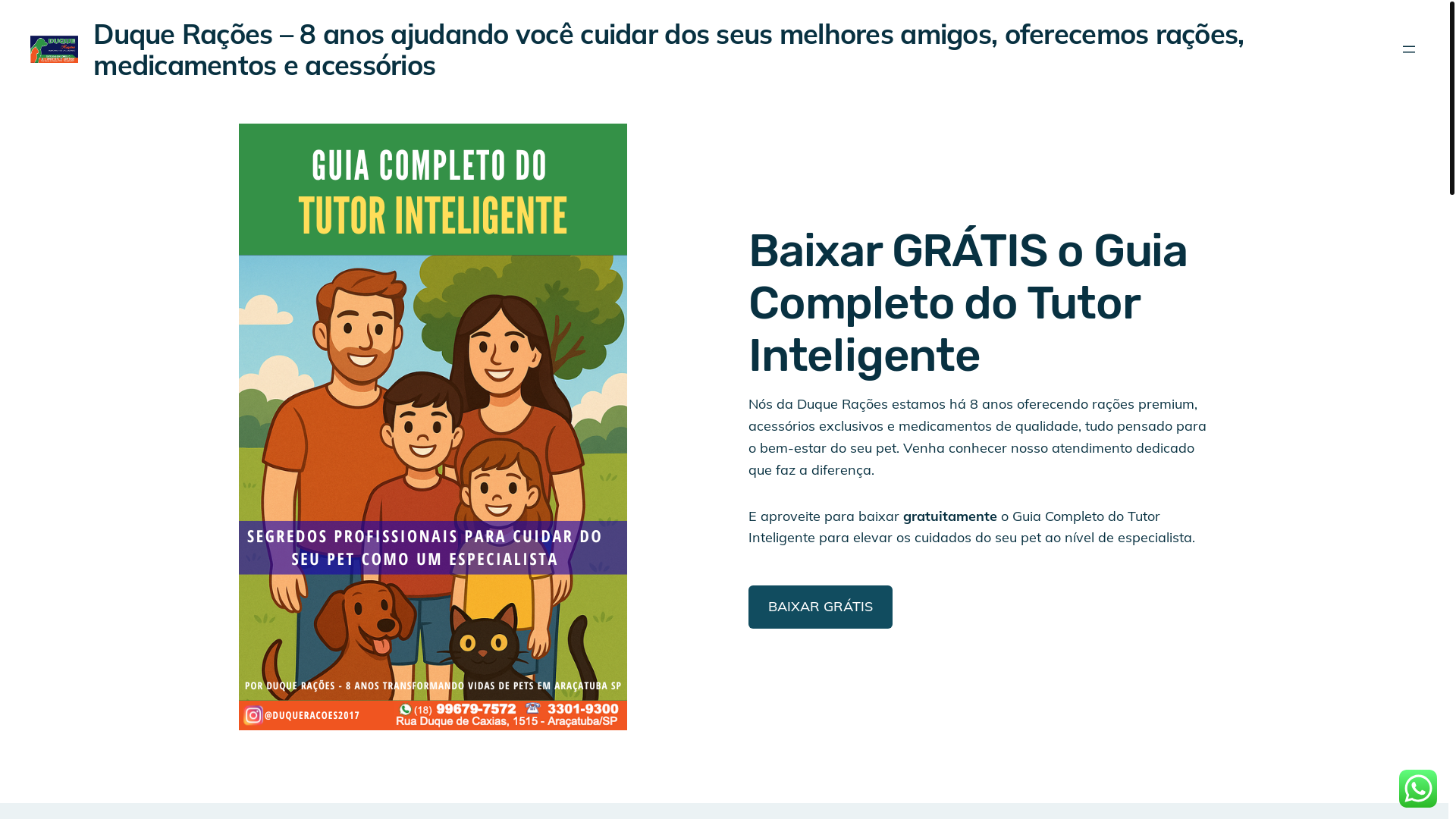 website screenshot of https://duqueracoes.com.br/