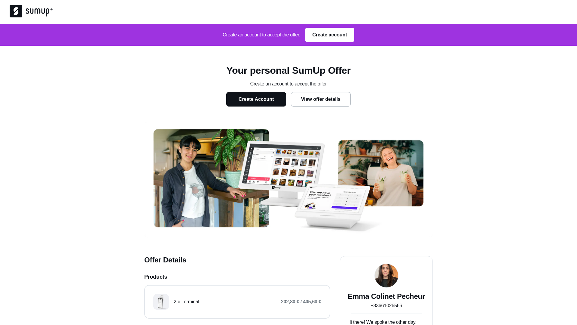 website screenshot of https://sidekick.sumup.com/share/offers/72a5bcd2-8b47-43c0-b83e-2fd3288d6201
