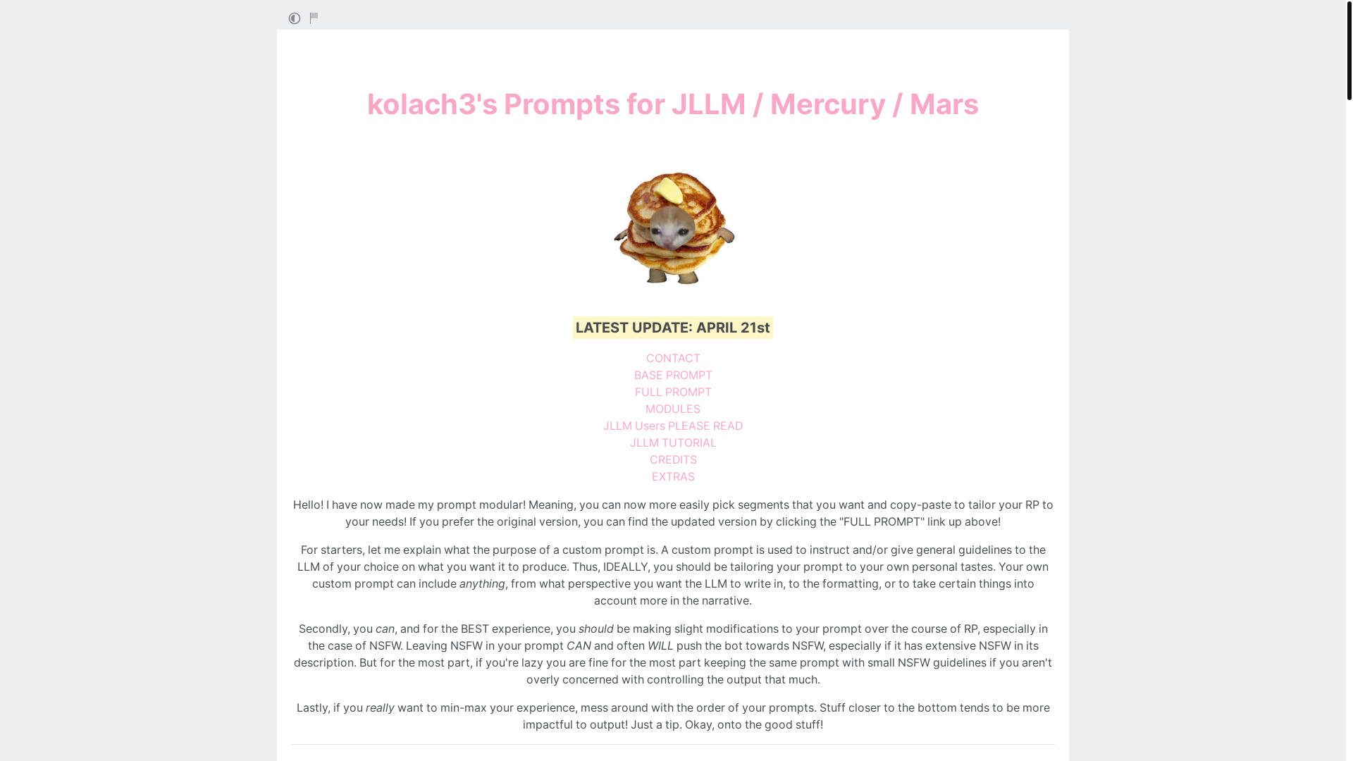 website screenshot of https://rentry.org/kolach3prompts