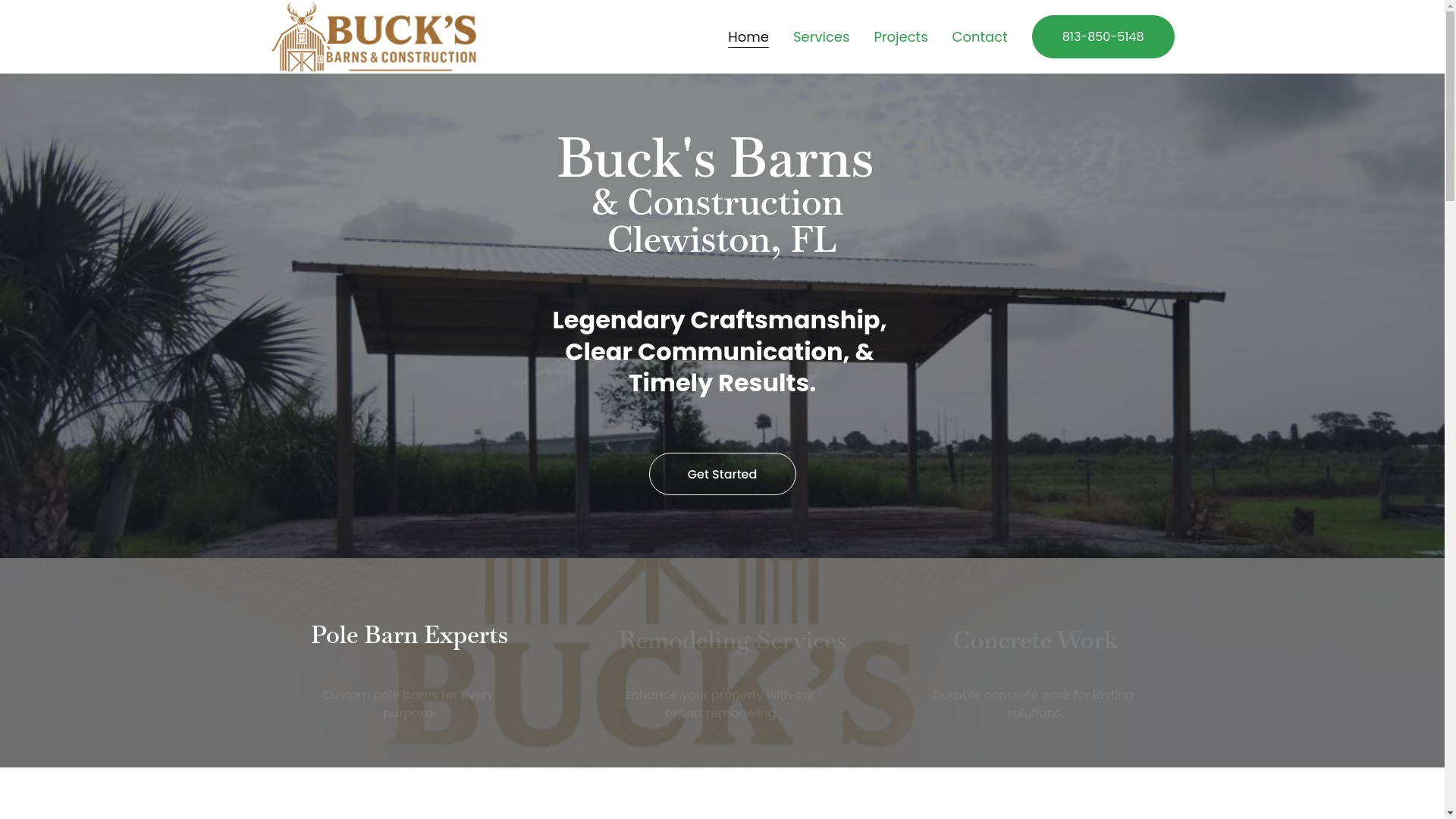 website screenshot of https://bucksbarns.com/