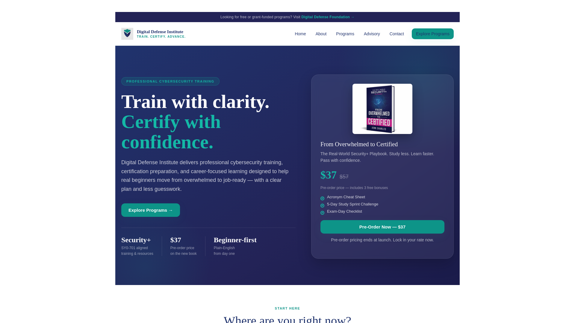website screenshot of https://digitaldefense.institute/