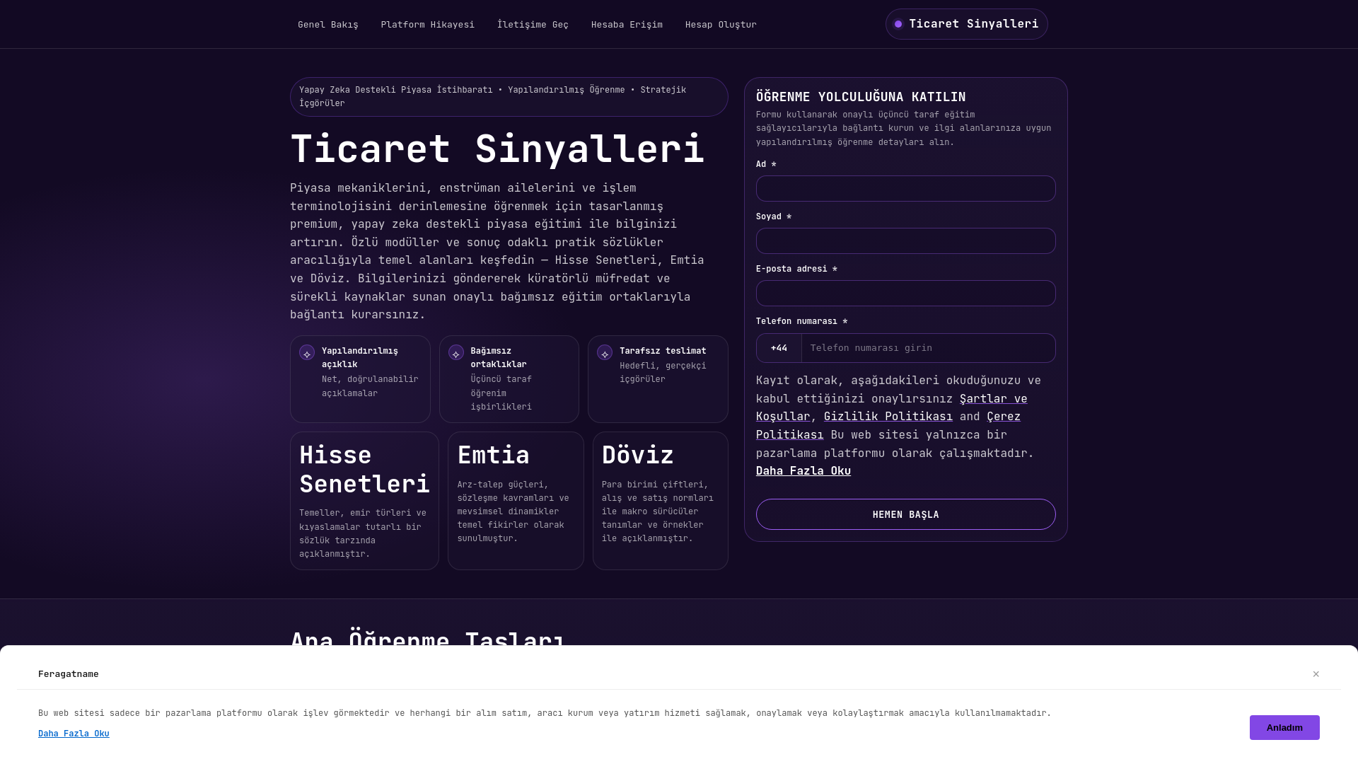 website screenshot of https://ticaretsinyalleri.pro