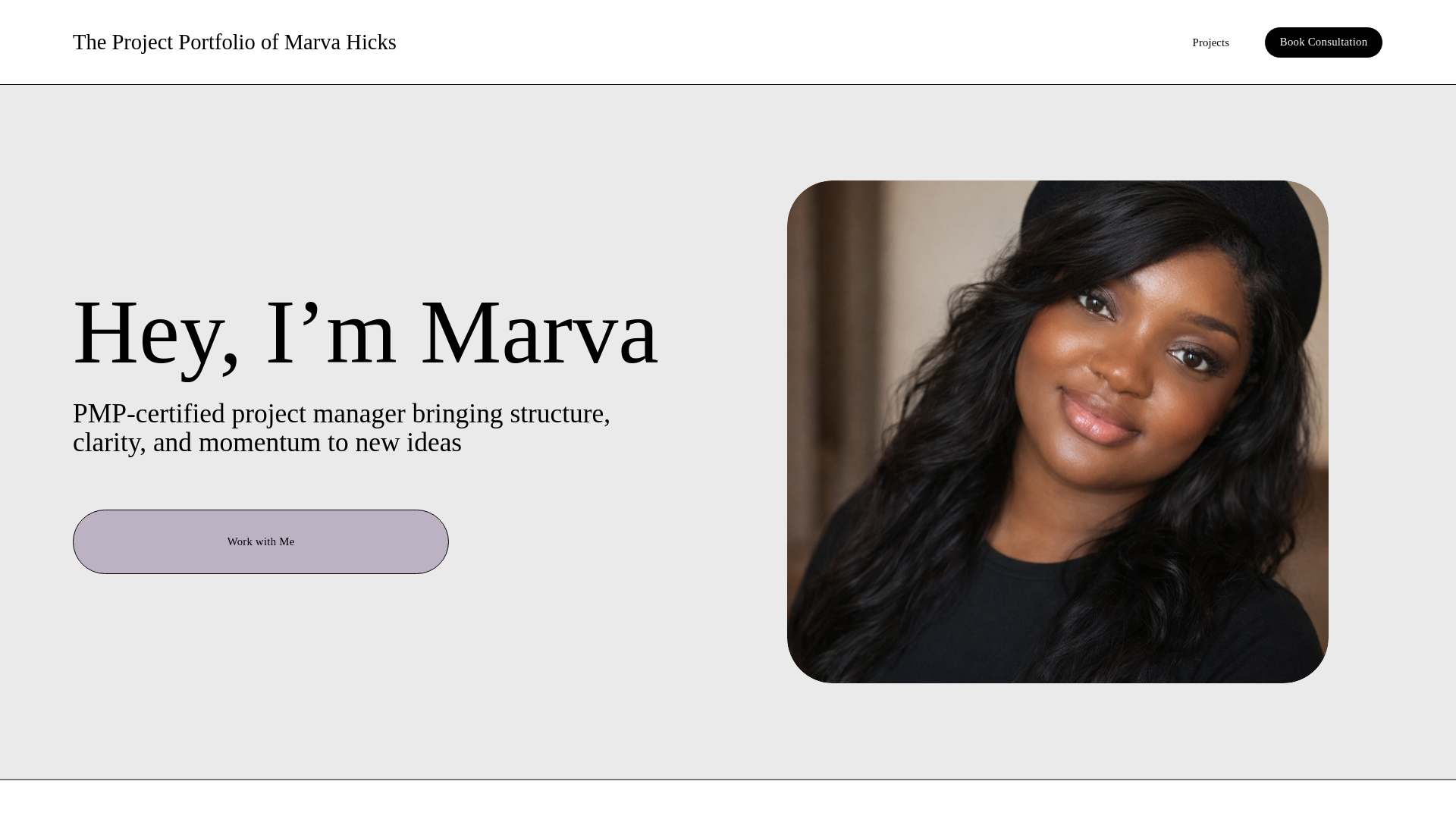 website screenshot of https://marvahicks.org/
