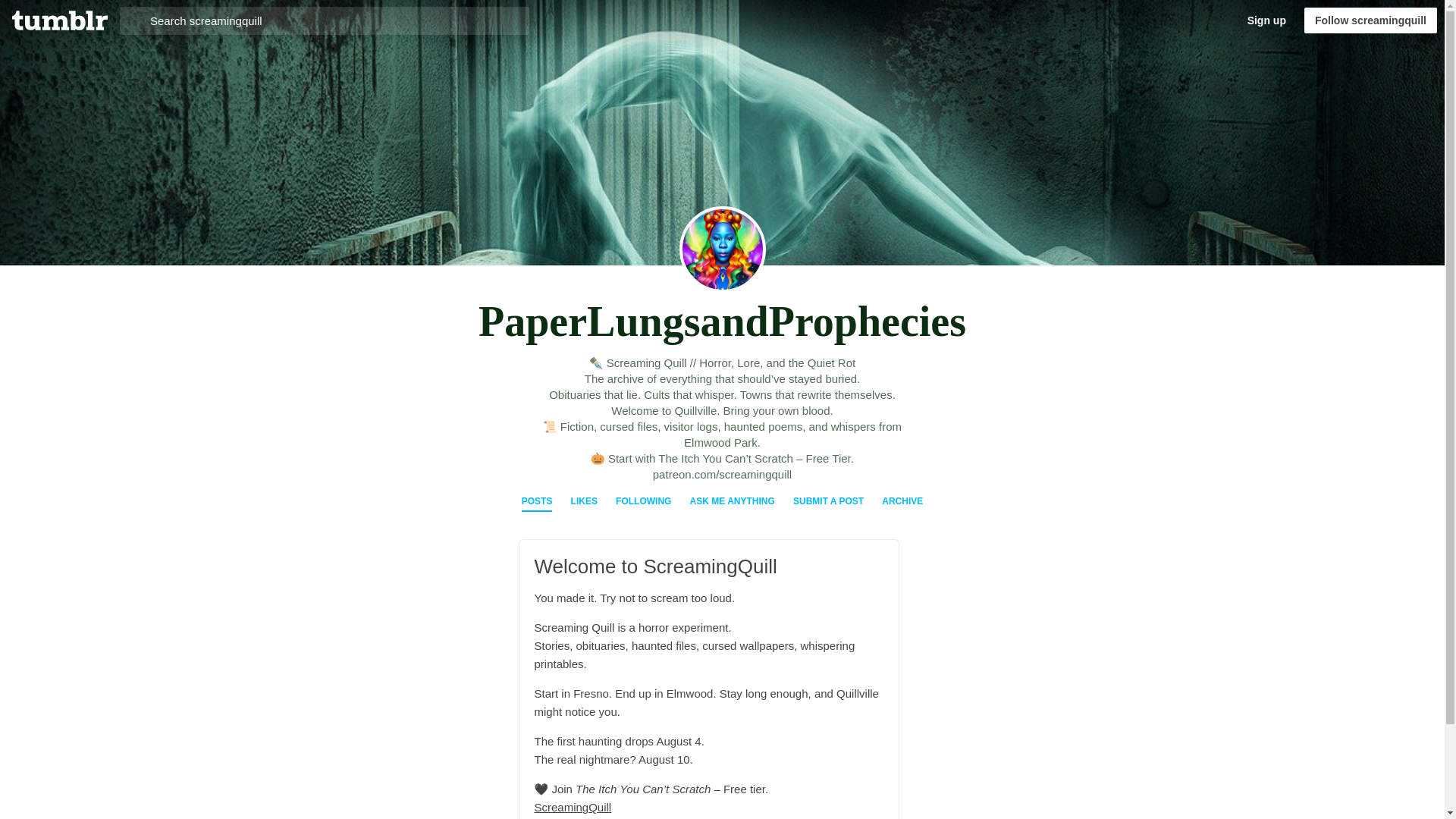 website screenshot of https://screamingquill.blog/