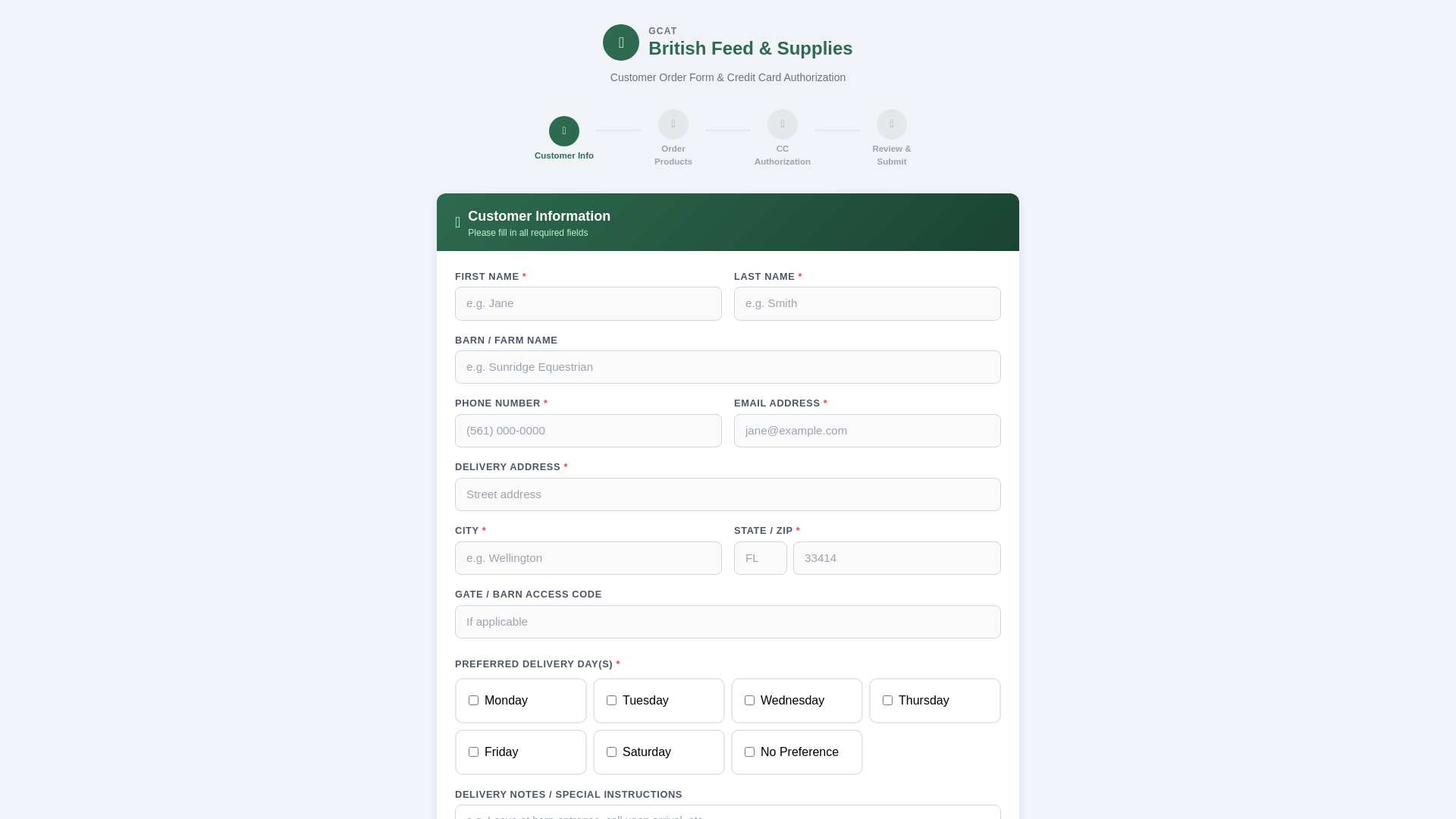 website screenshot of https://gcat-order-form.pages.dev/