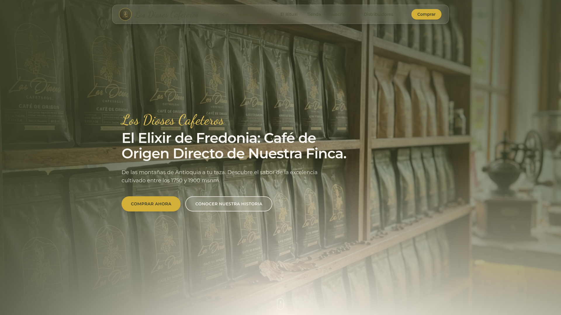 website screenshot of https://losdiosescafeteros.com