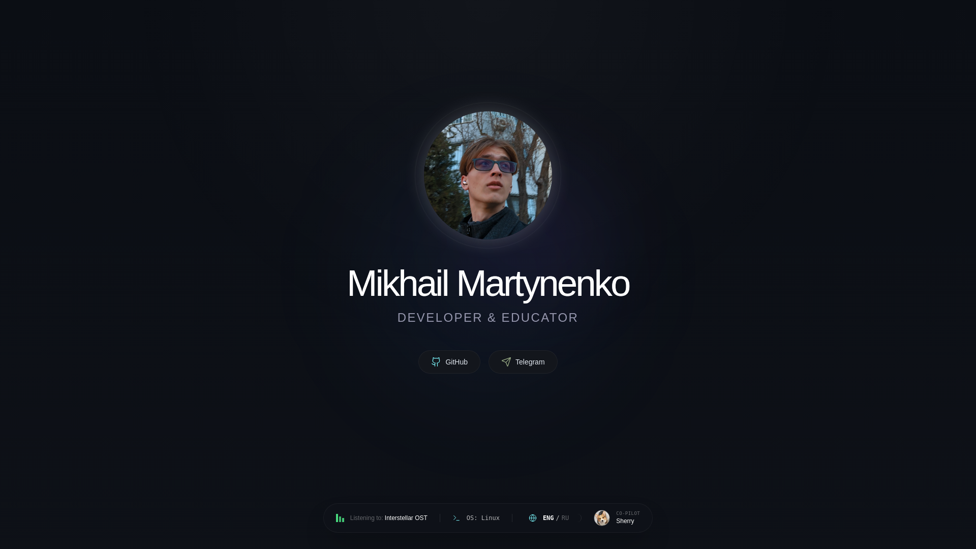 website screenshot of https://me.mikhailstudio.ru/