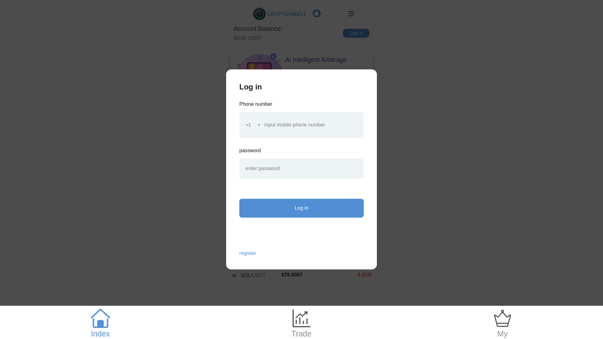 website screenshot of https://www.cryptovaultlnc.com/