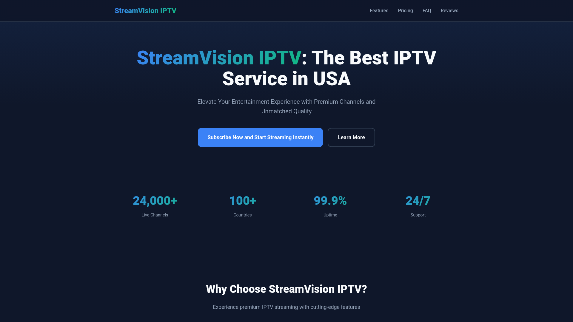 website screenshot of https://streamvision-iptv.pages.dev/