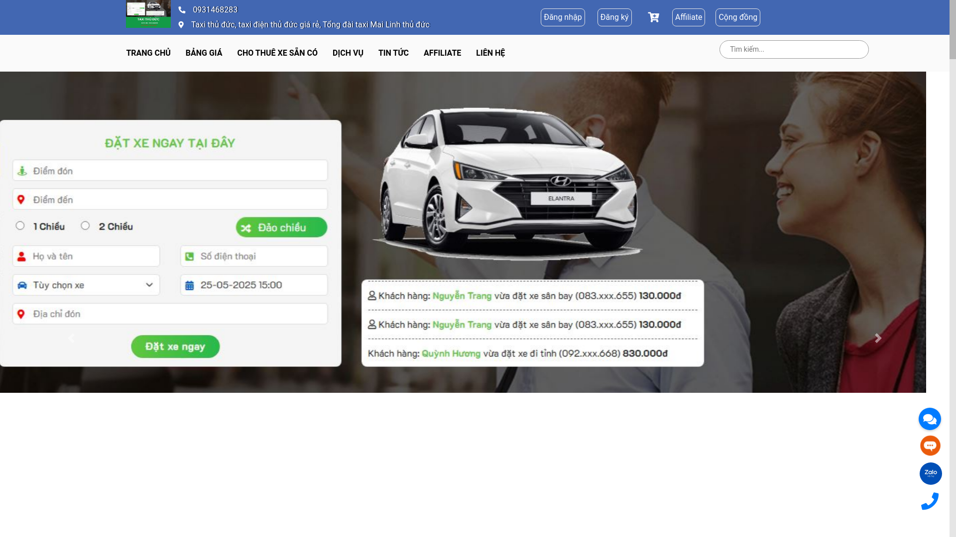 website screenshot of https://dichvutaxidien.com/