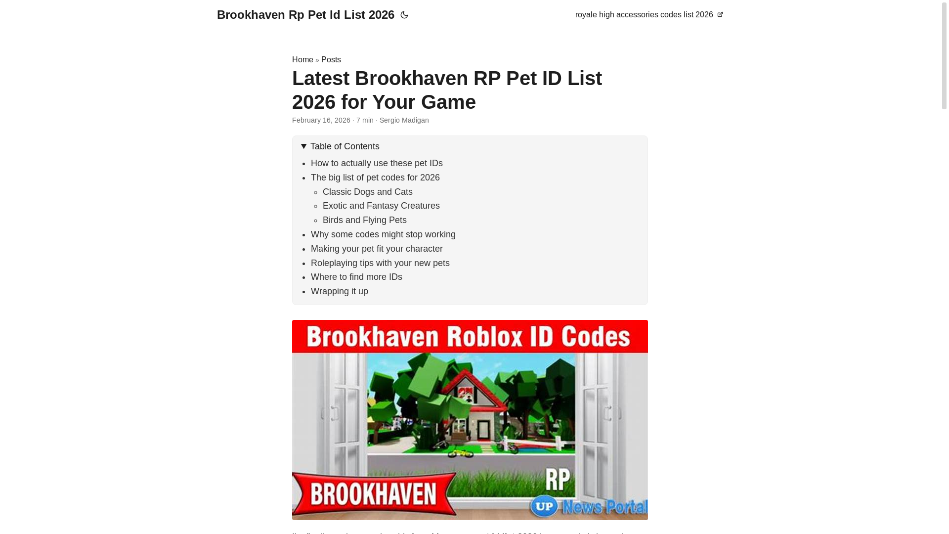 website screenshot of https://brookhaven-rp-pet-id-list-2026.pages.dev/