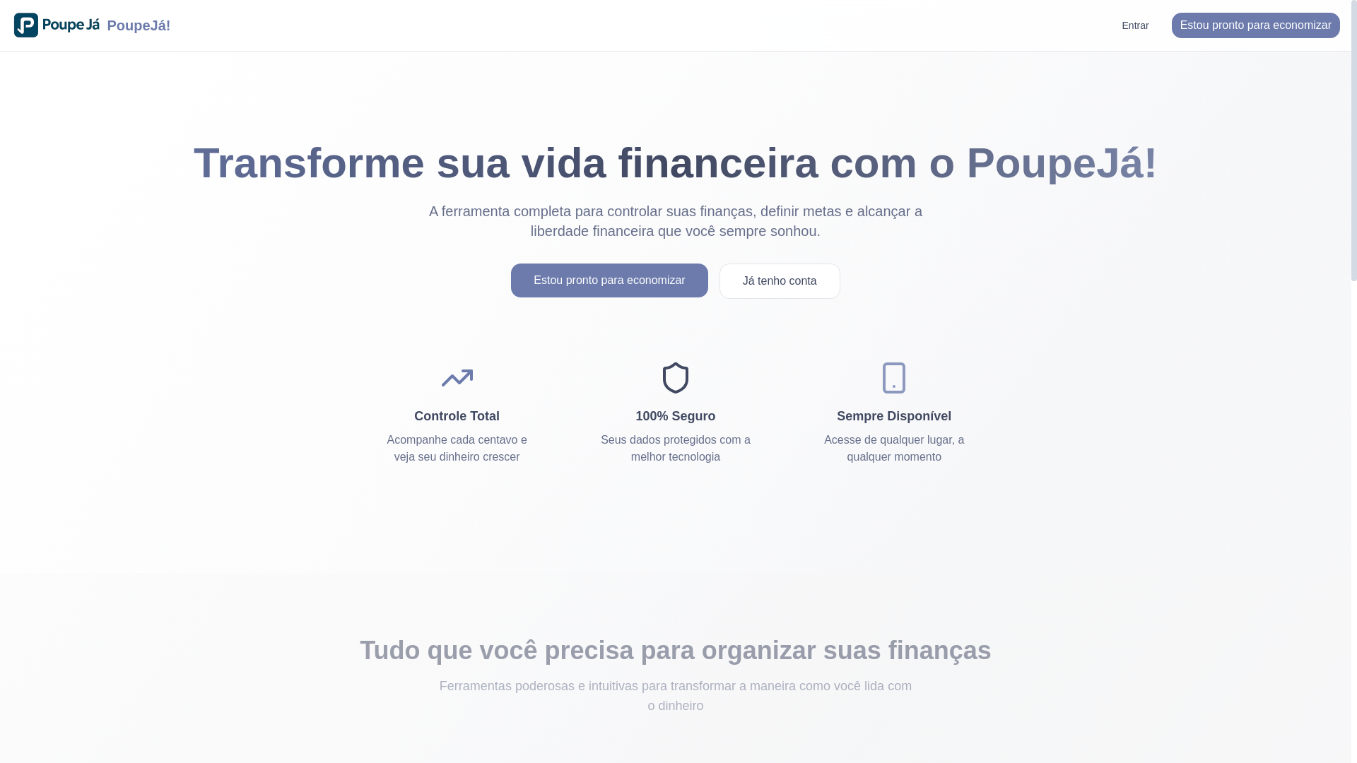 website screenshot of https://meufinanceiroapp.com.br/