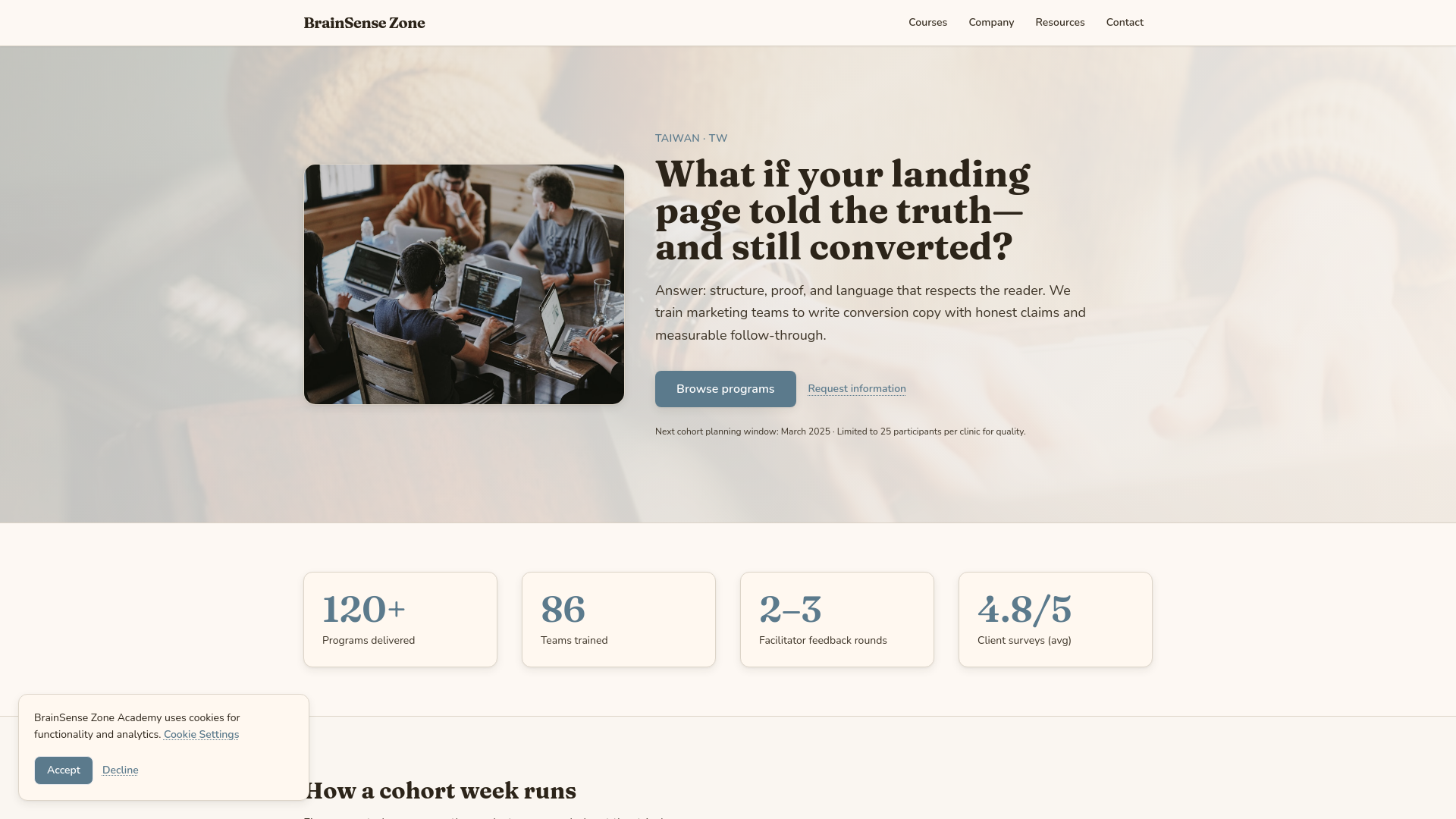website screenshot of https://brainsensezone.digital/