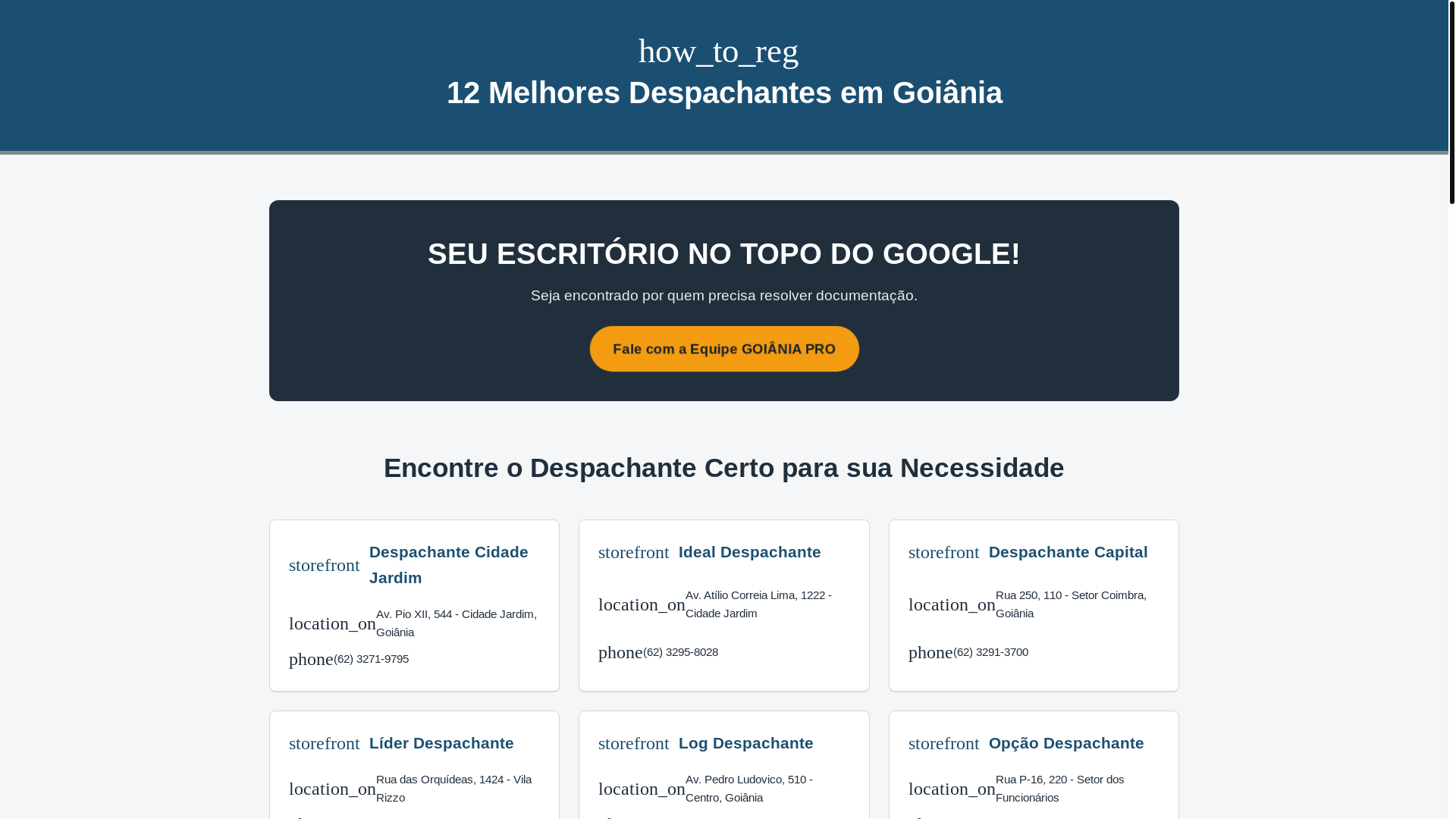 website screenshot of https://despachante-goiania.pages.dev/