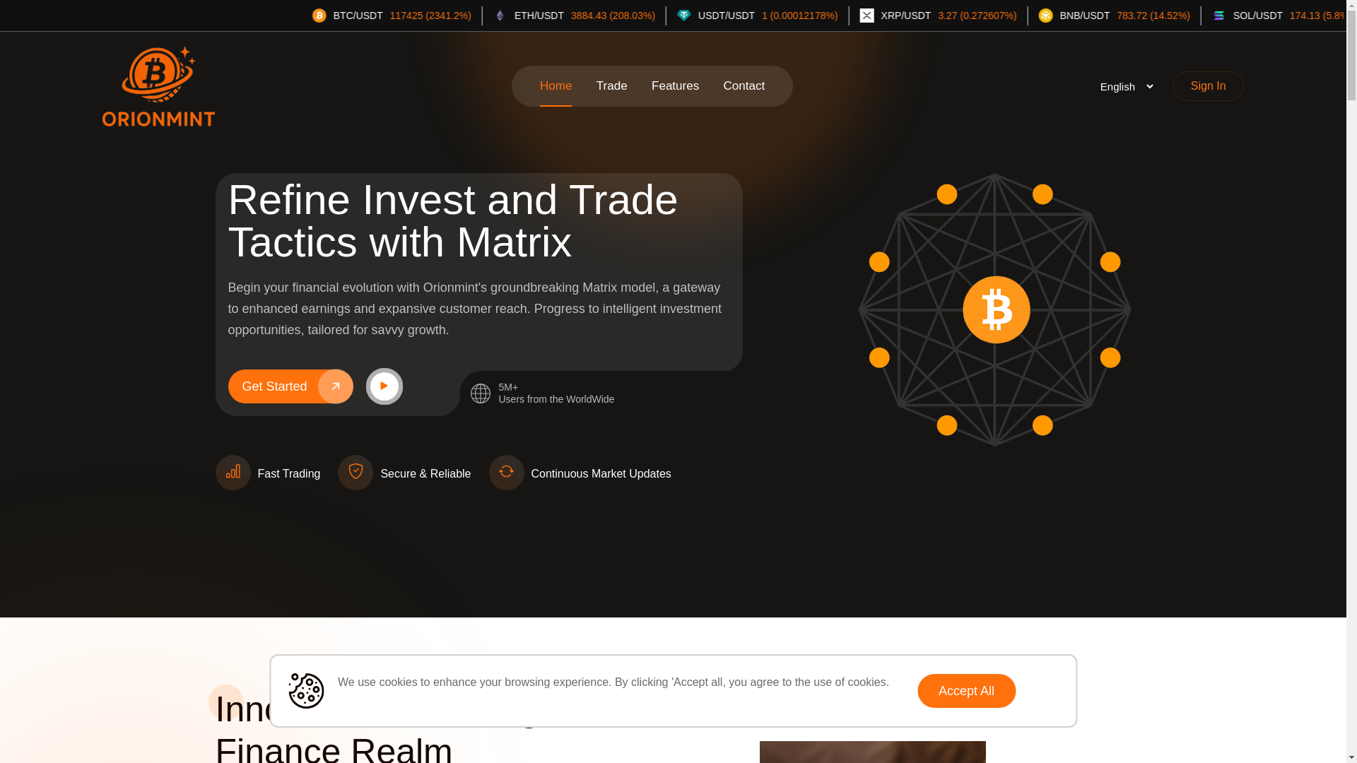 website screenshot of https://orionmint.pro/