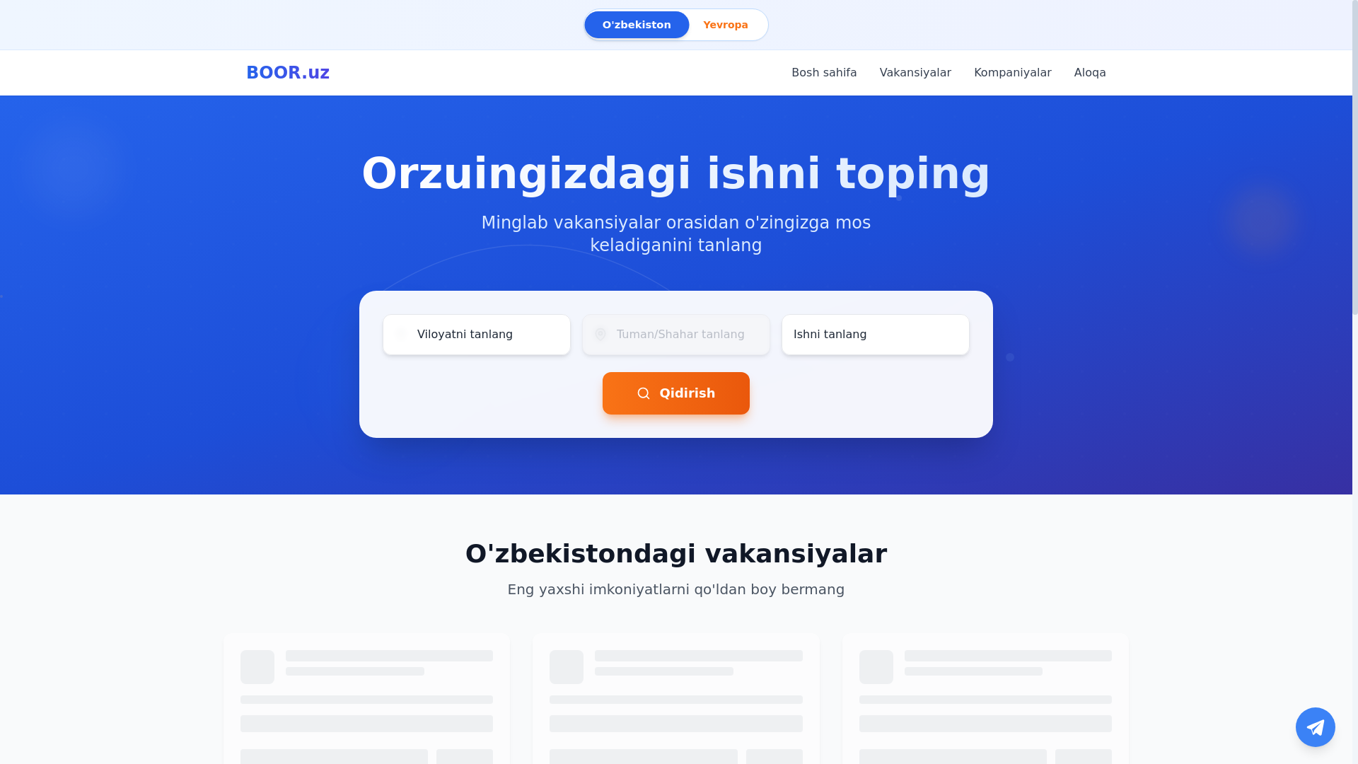website screenshot of https://boor.uz/