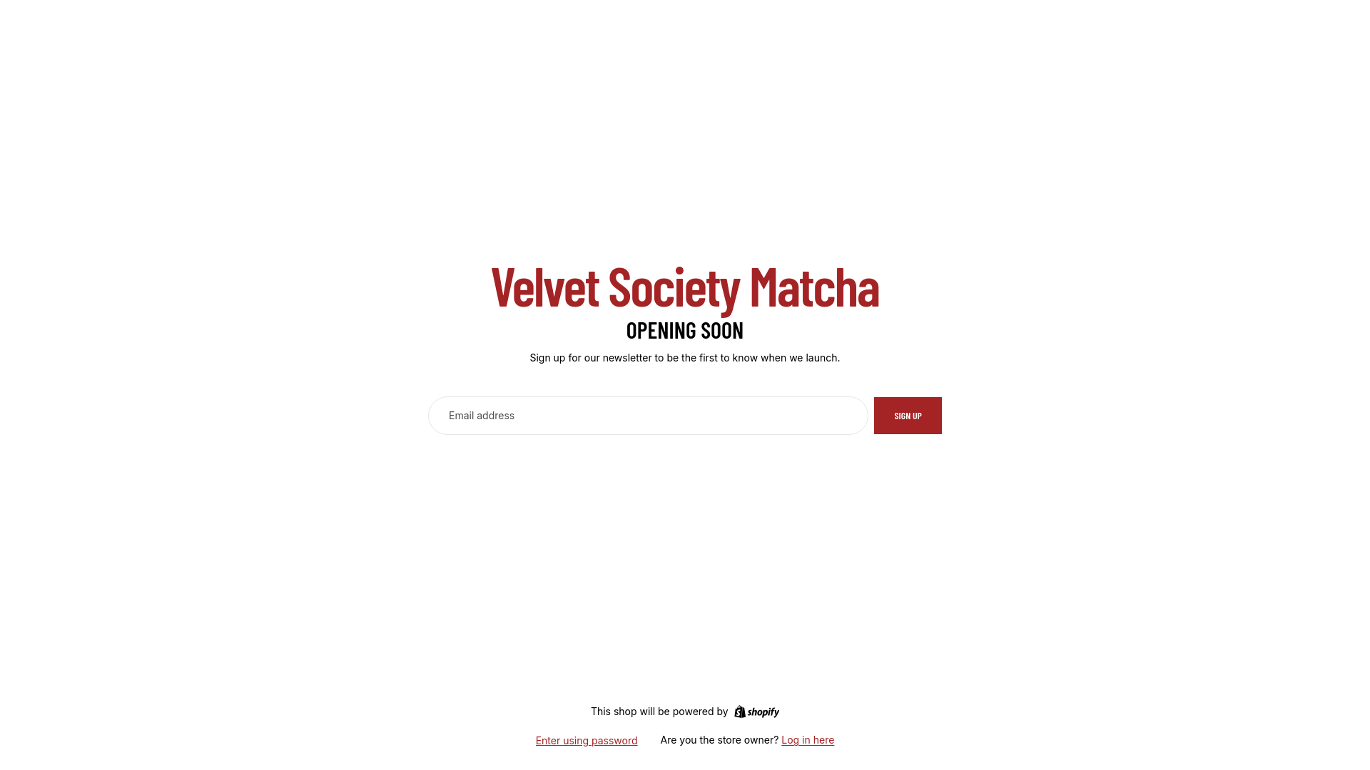 website screenshot of https://velvetsocietymatcha.com/