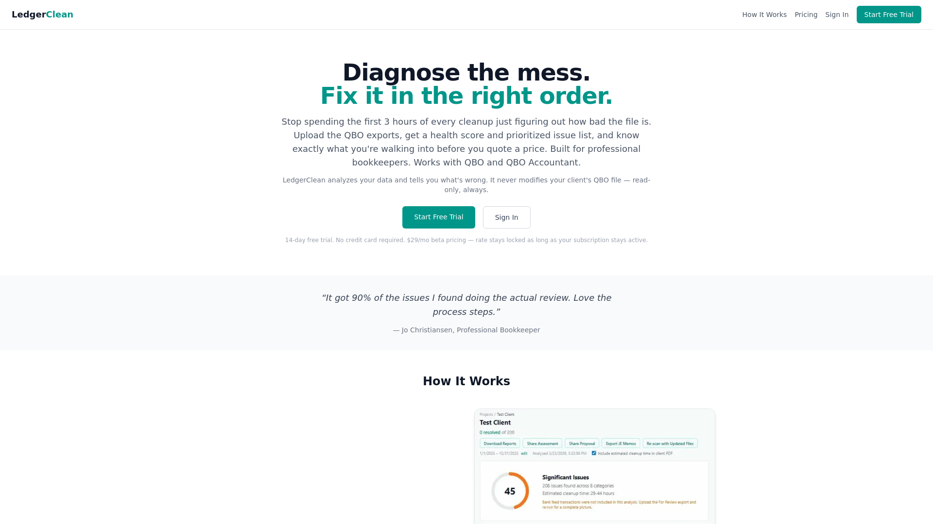 website screenshot of https://ledgerclean.com/