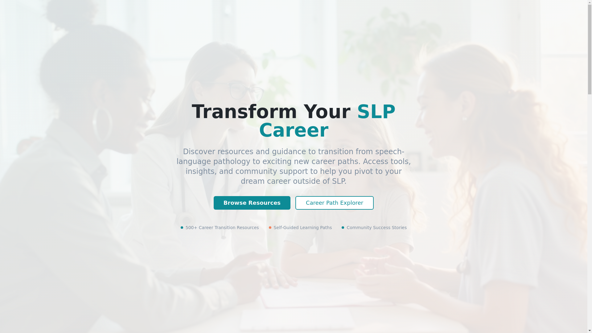website screenshot of https://slp-career-transitions.com/