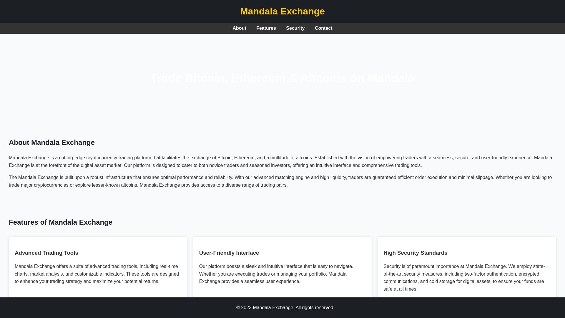 website screenshot of https://mandalaexchanges.live