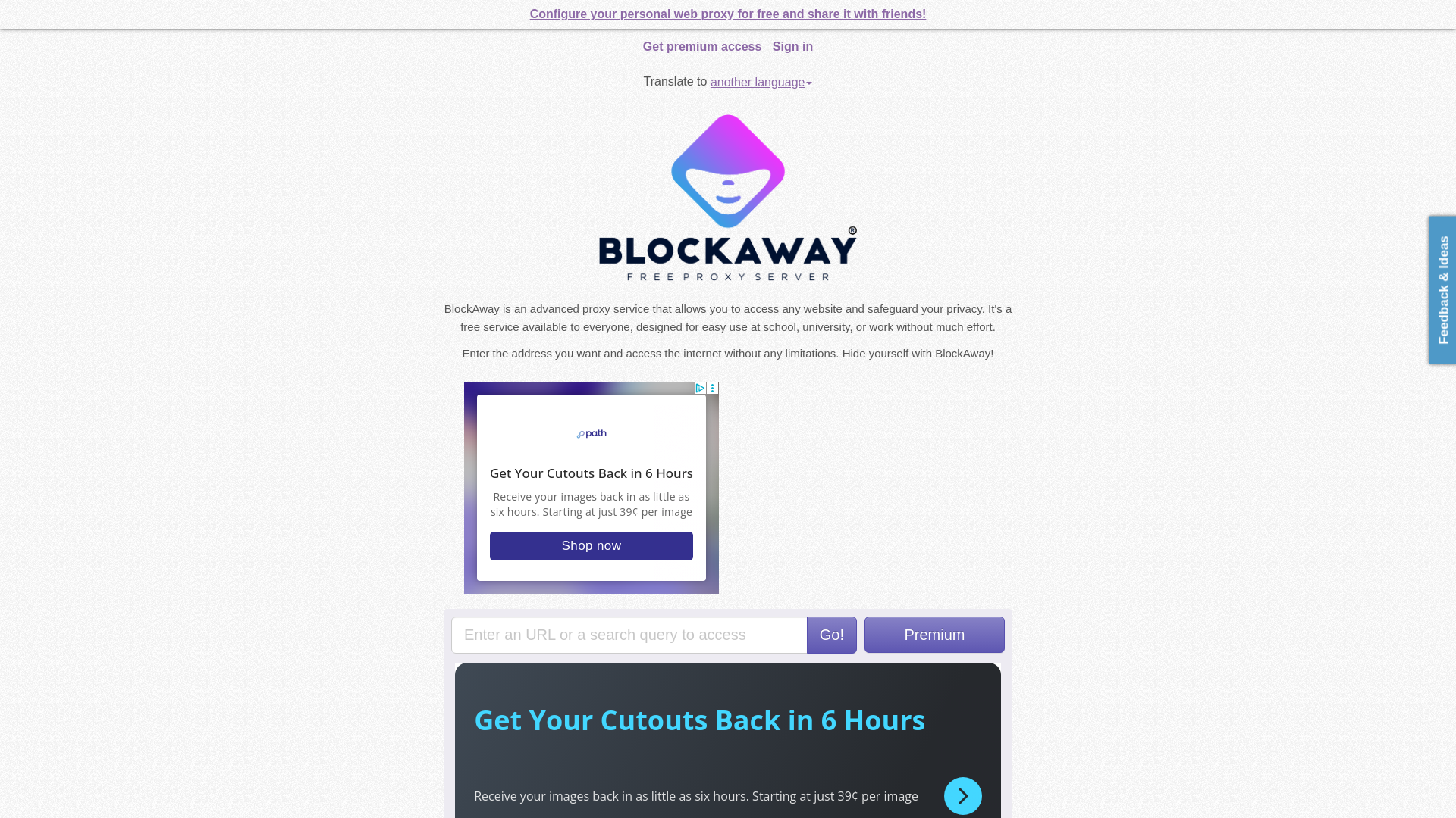website screenshot of https://www.blockaway.net