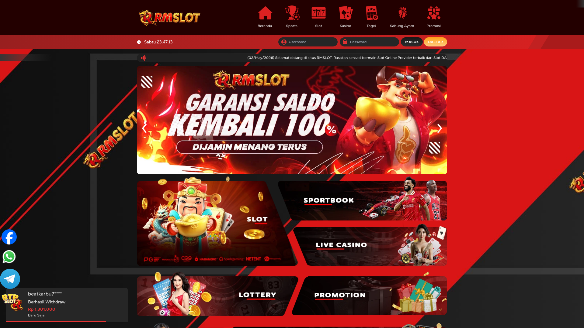 website screenshot of https://rmslotkicau.shop/