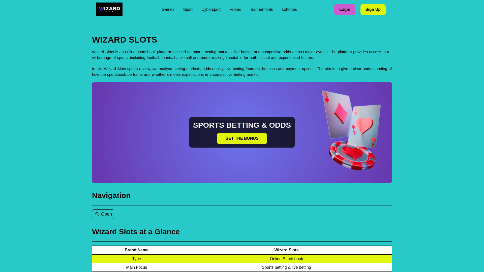 website screenshot of https://wizardslots-sports-bet.pages.dev/