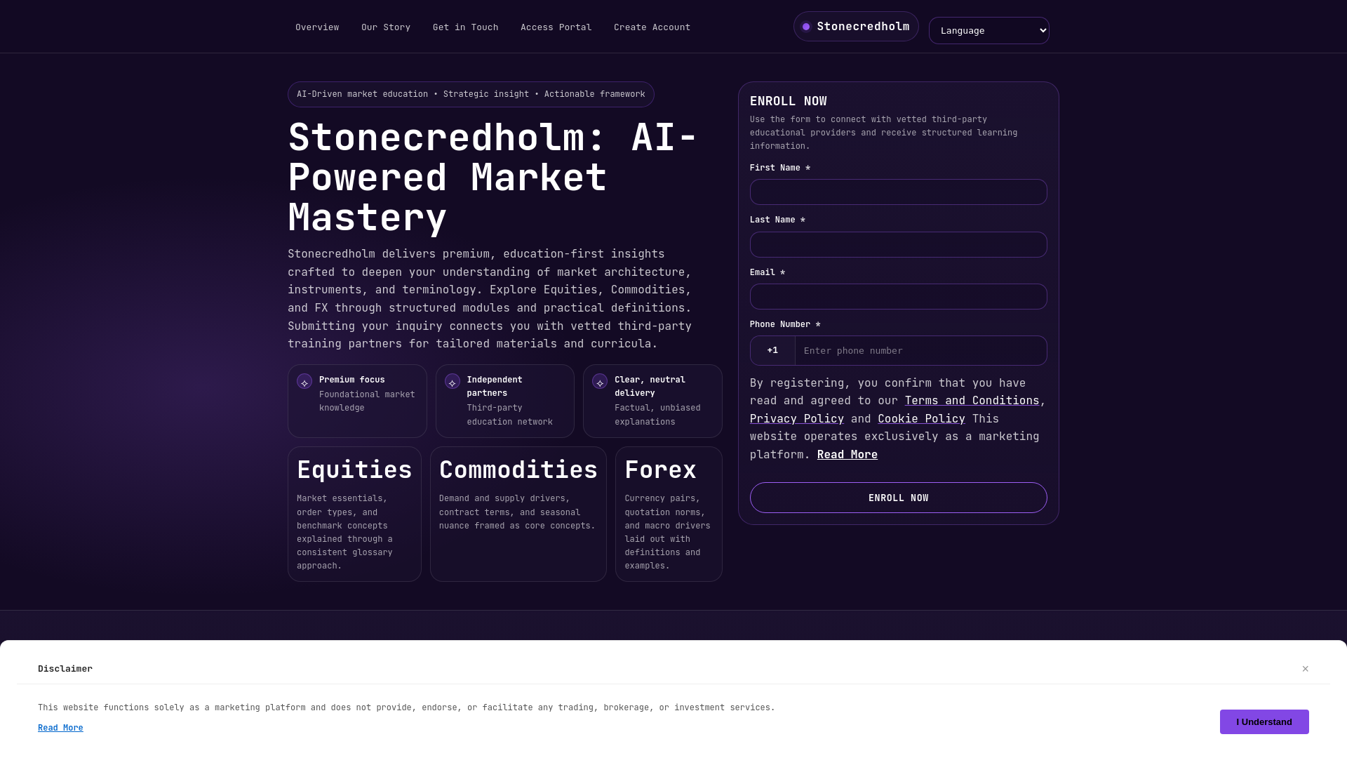 website screenshot of https://stonecredholm.click/