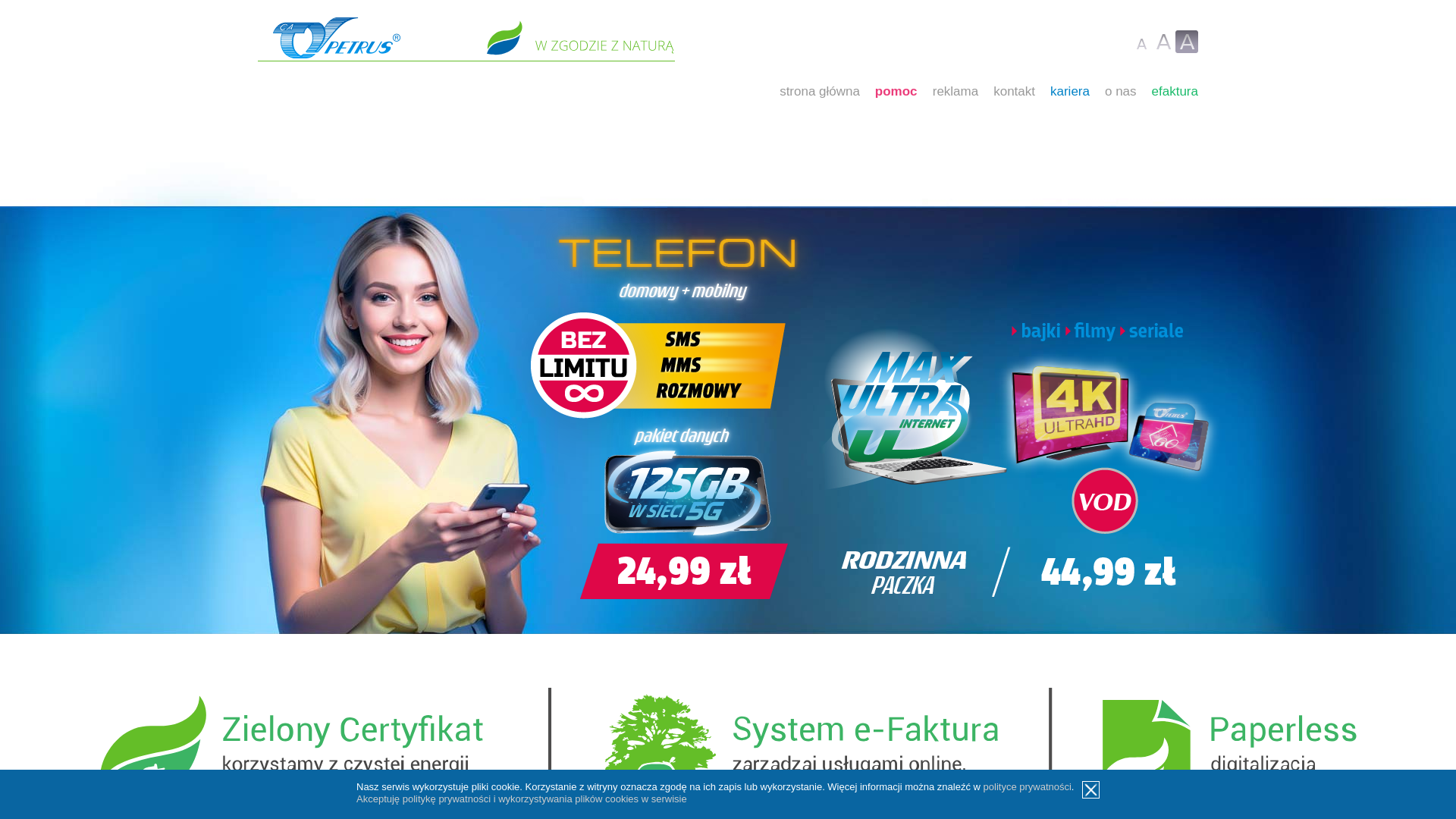 website screenshot of https://petrus.pl/