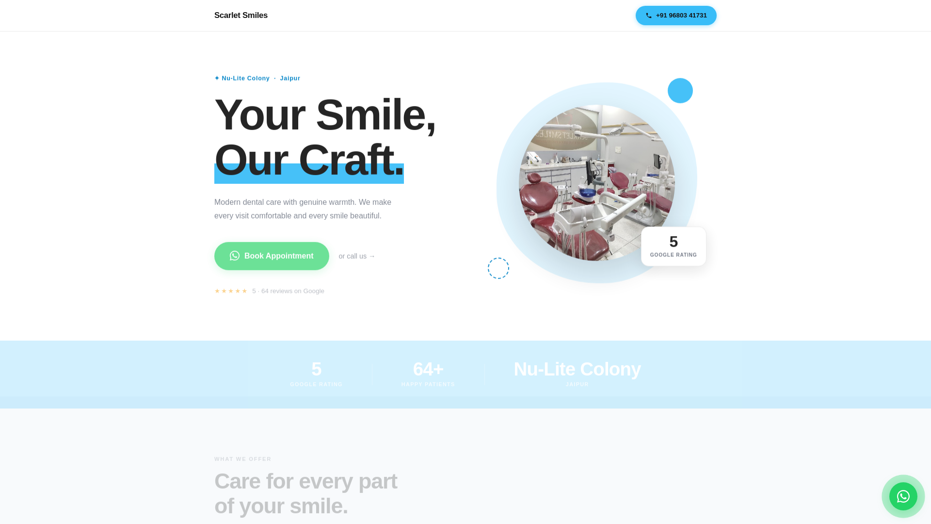 website screenshot of https://scarlet-smiles-jaipur.pages.dev/