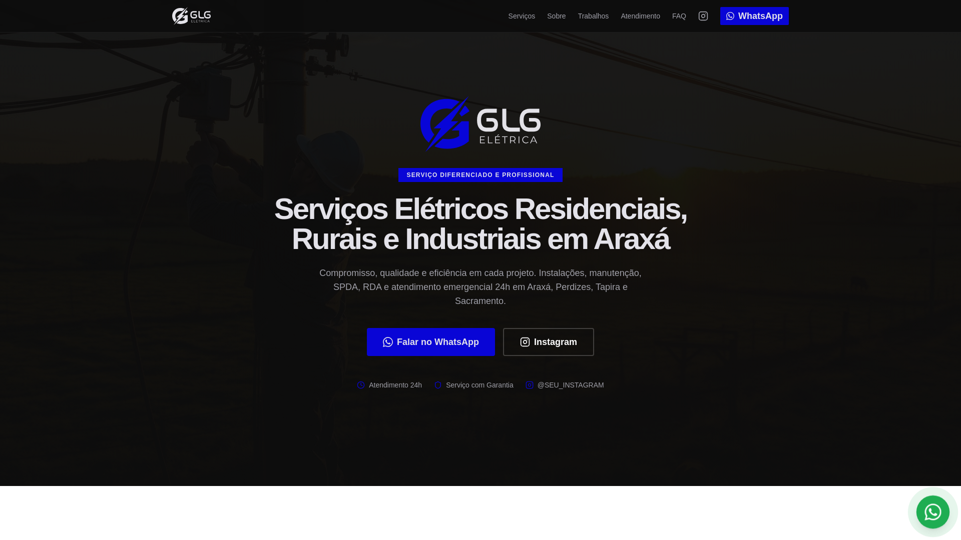 website screenshot of https://glg-eletrica.pages.dev/
