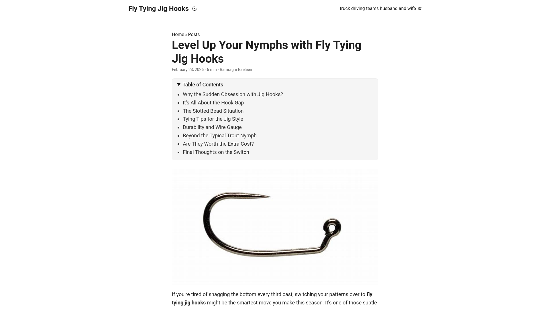 website screenshot of https://fly-tying-jig-hooks.pages.dev/