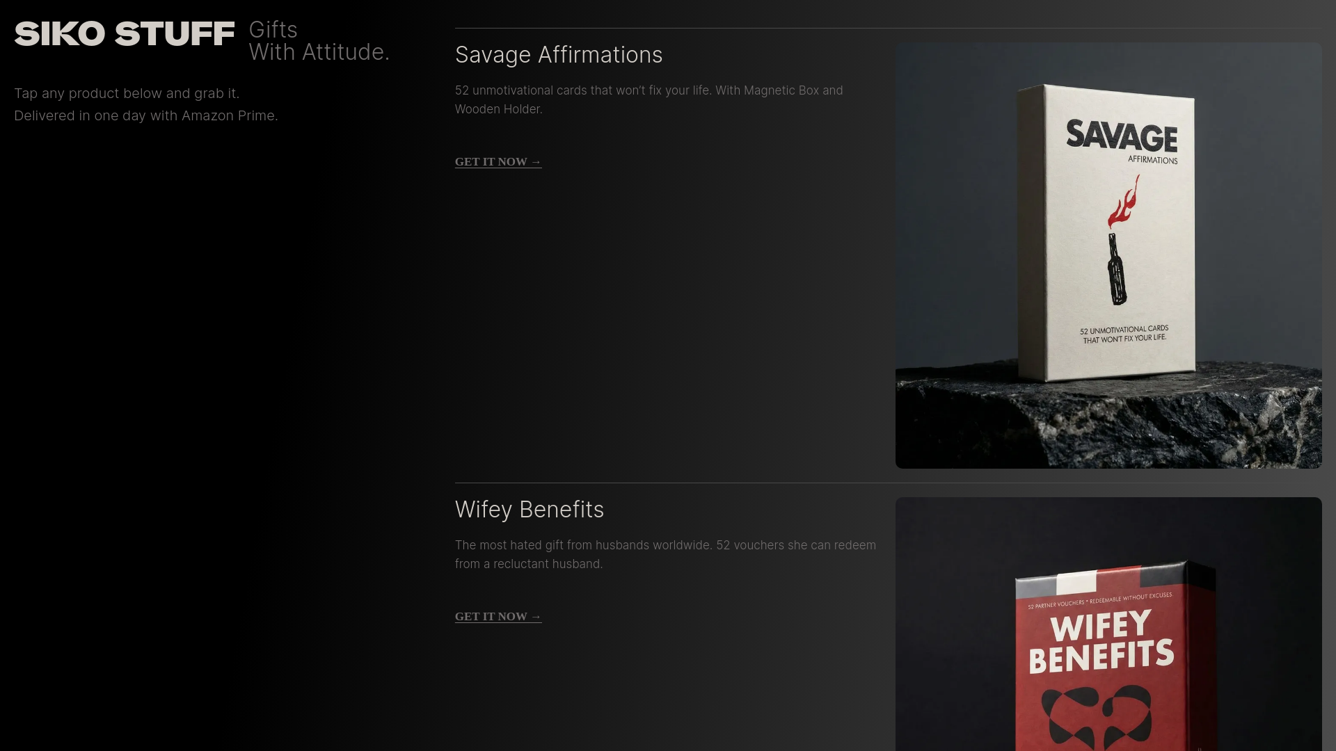 website screenshot of https://sikostuff.com