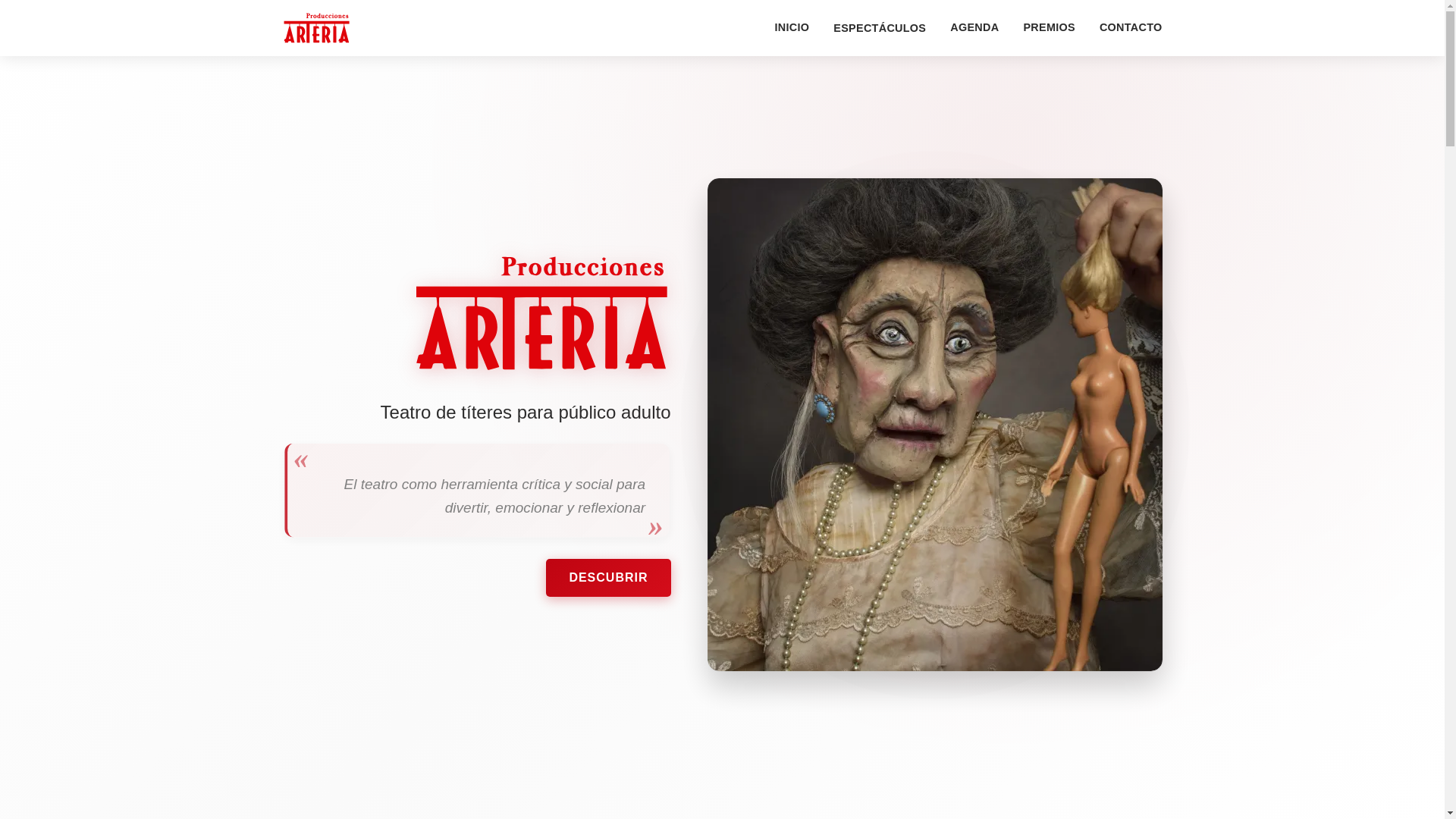 website screenshot of https://arteria-producciones.pages.dev/