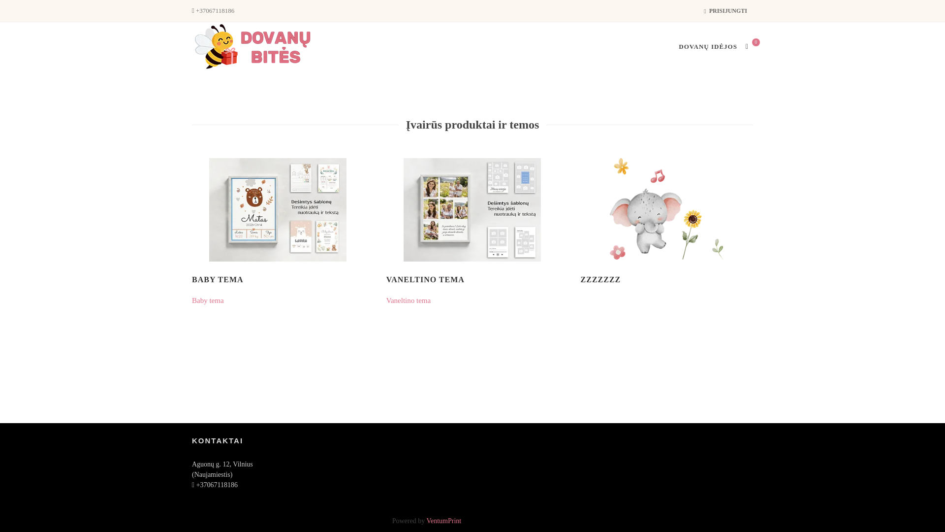 website screenshot of https://dovanubites.lt